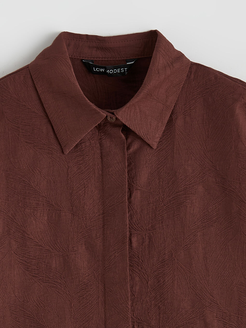 Kahverengi Nakışlı Kadın Gömlek Tunik-5