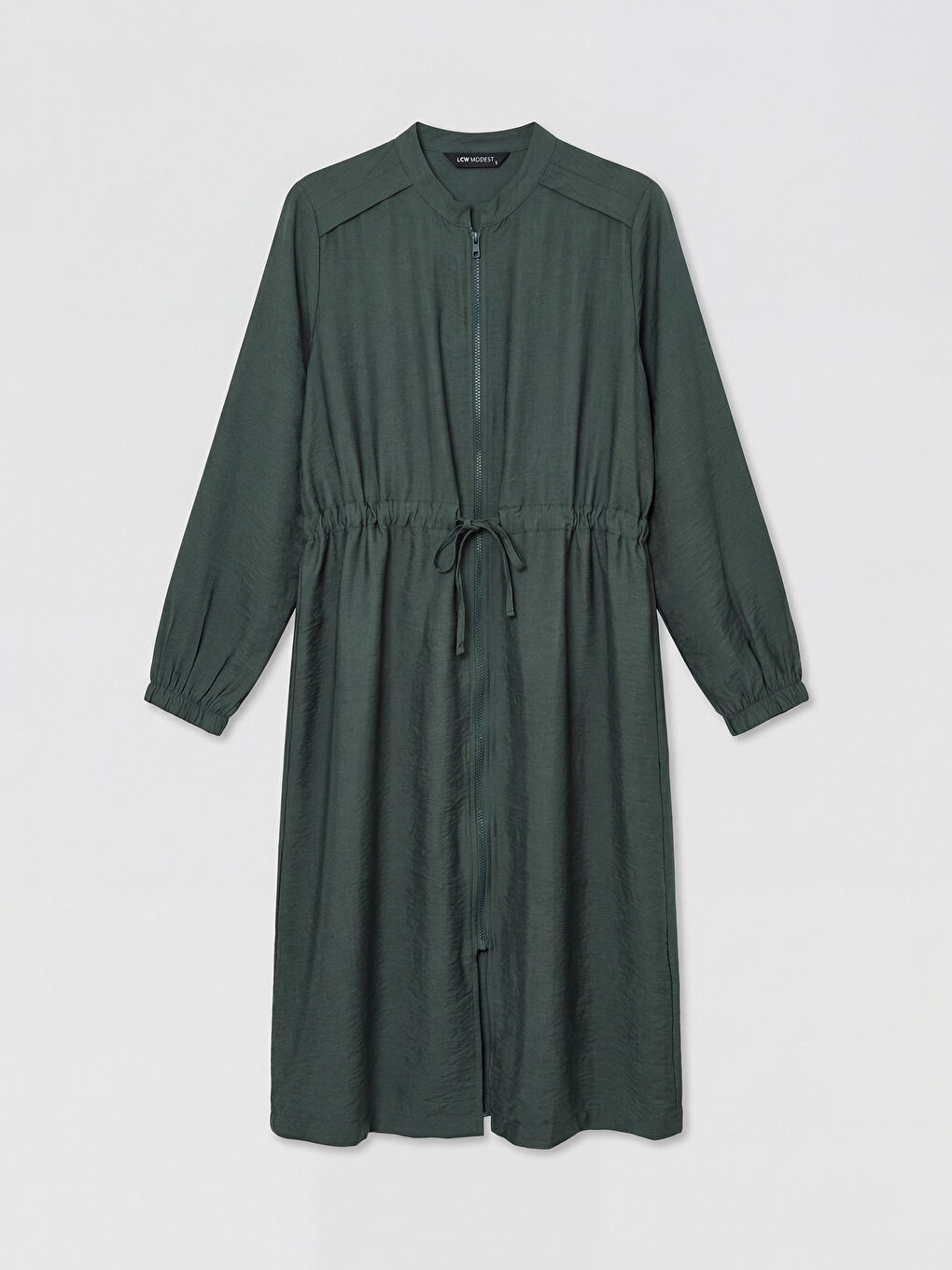 Yeşil Hakim Yaka Beli Büzgülü Kadın Tunik