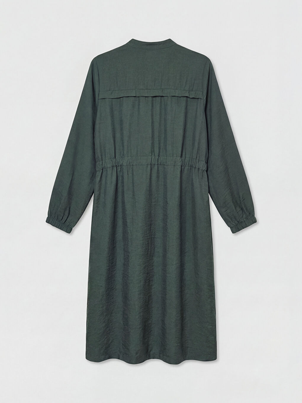 Yeşil Hakim Yaka Beli Büzgülü Kadın Tunik-1