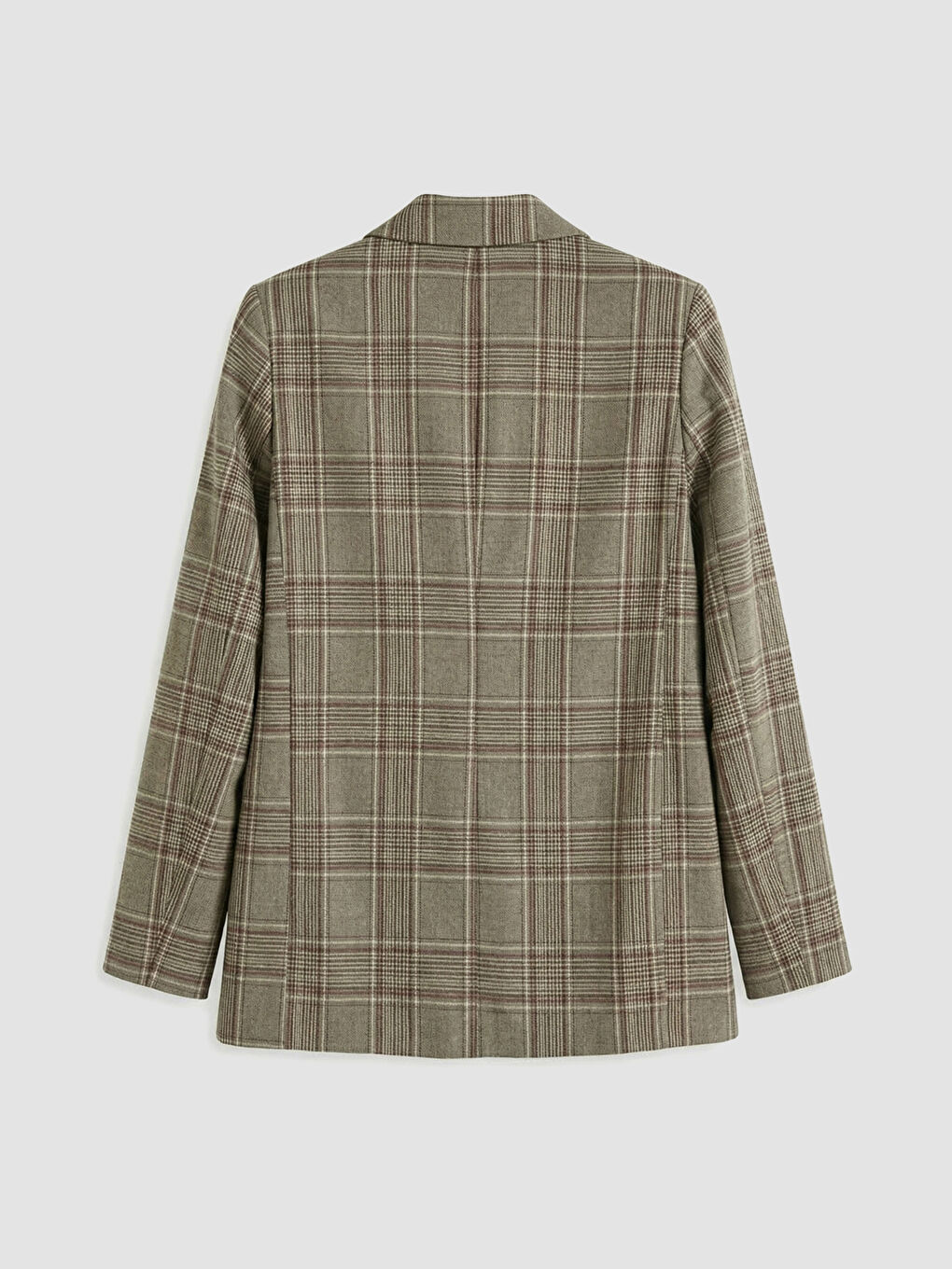 Kahverengi Ekose Kadın Blazer Ceket-1