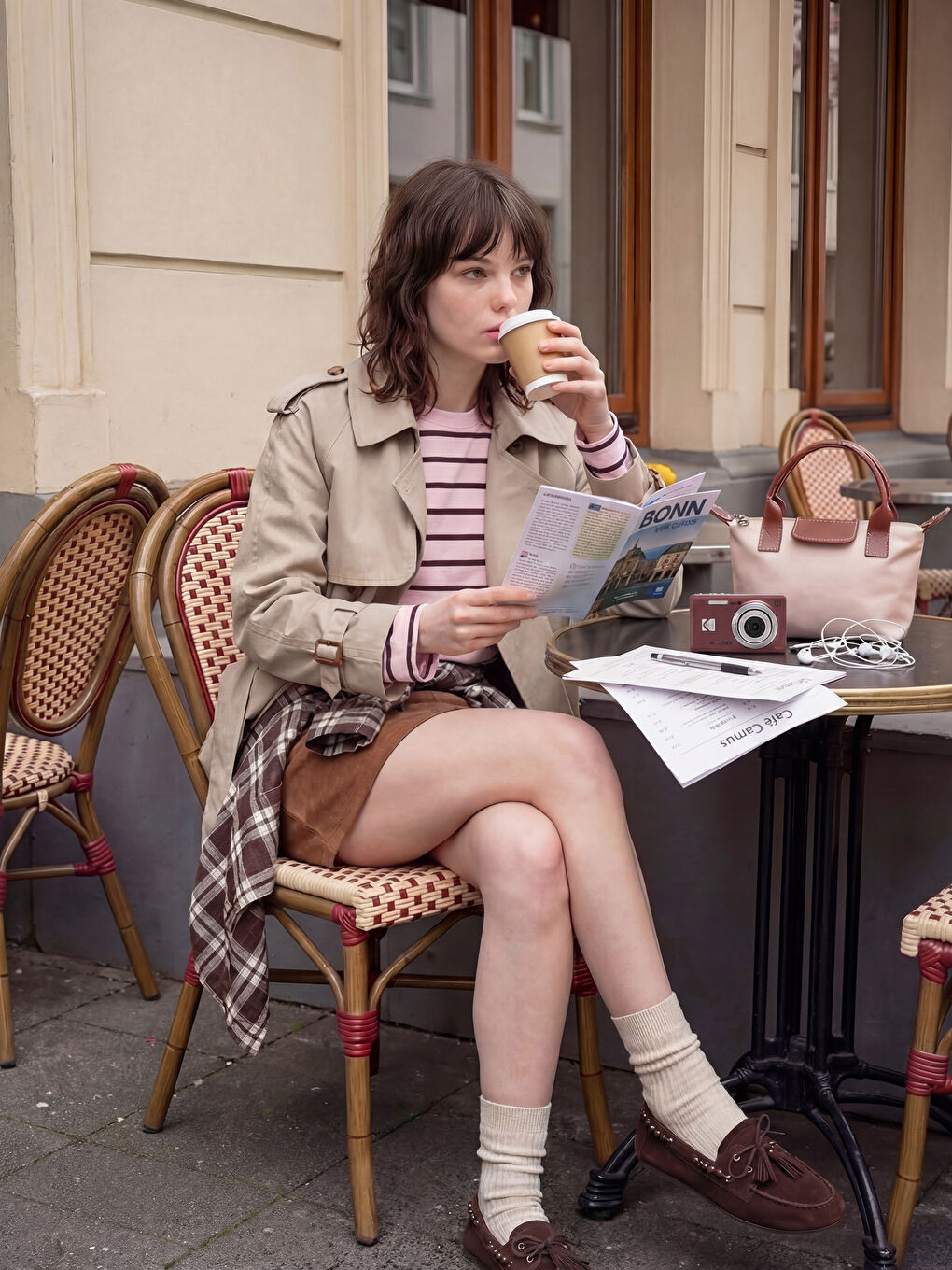 Pembe Bisiklet Yaka Çizgili Oversize Kadın Sweatshirt