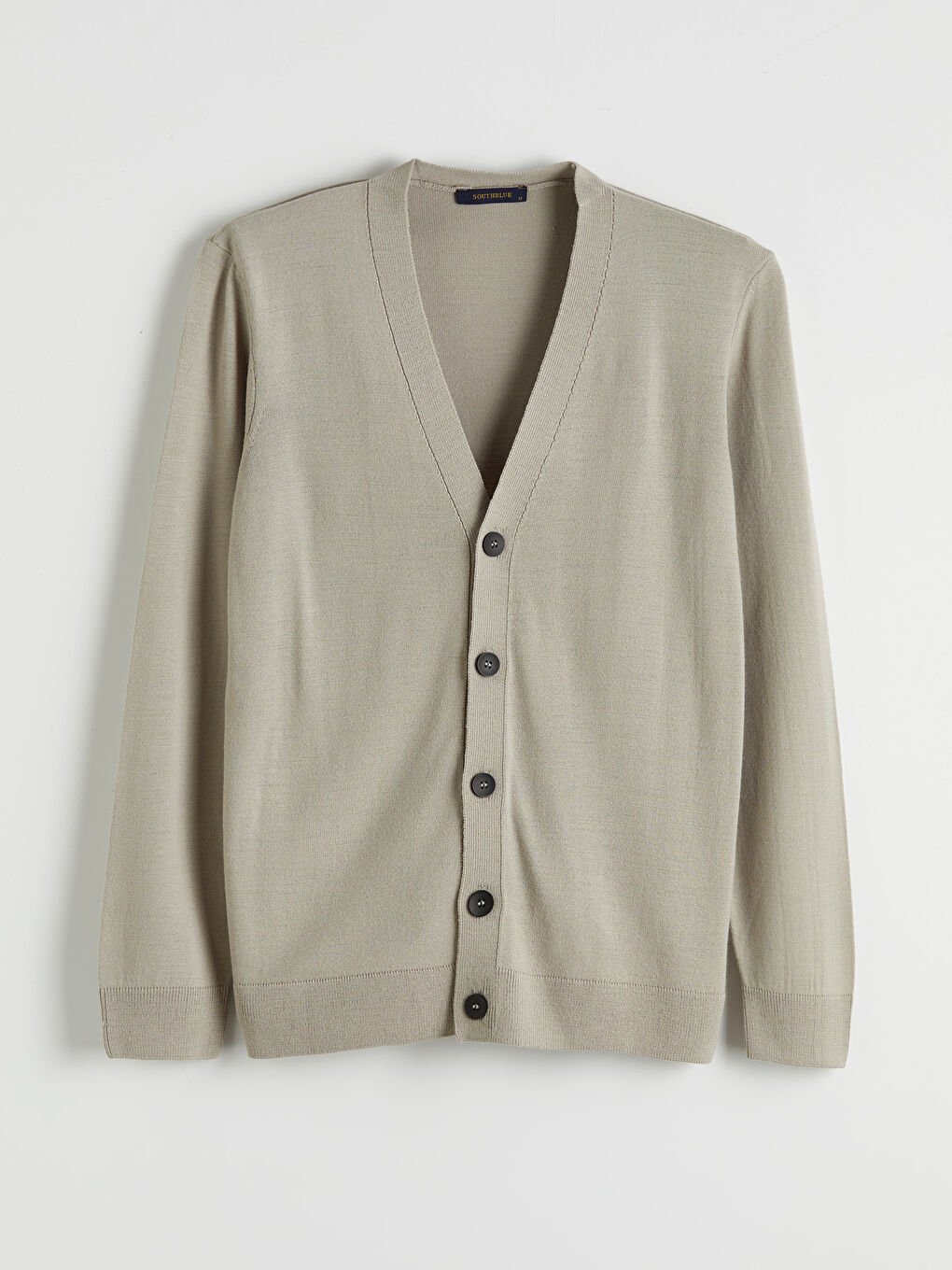 Bej Standart Kalıp V Yaka Erkek Triko Hırka