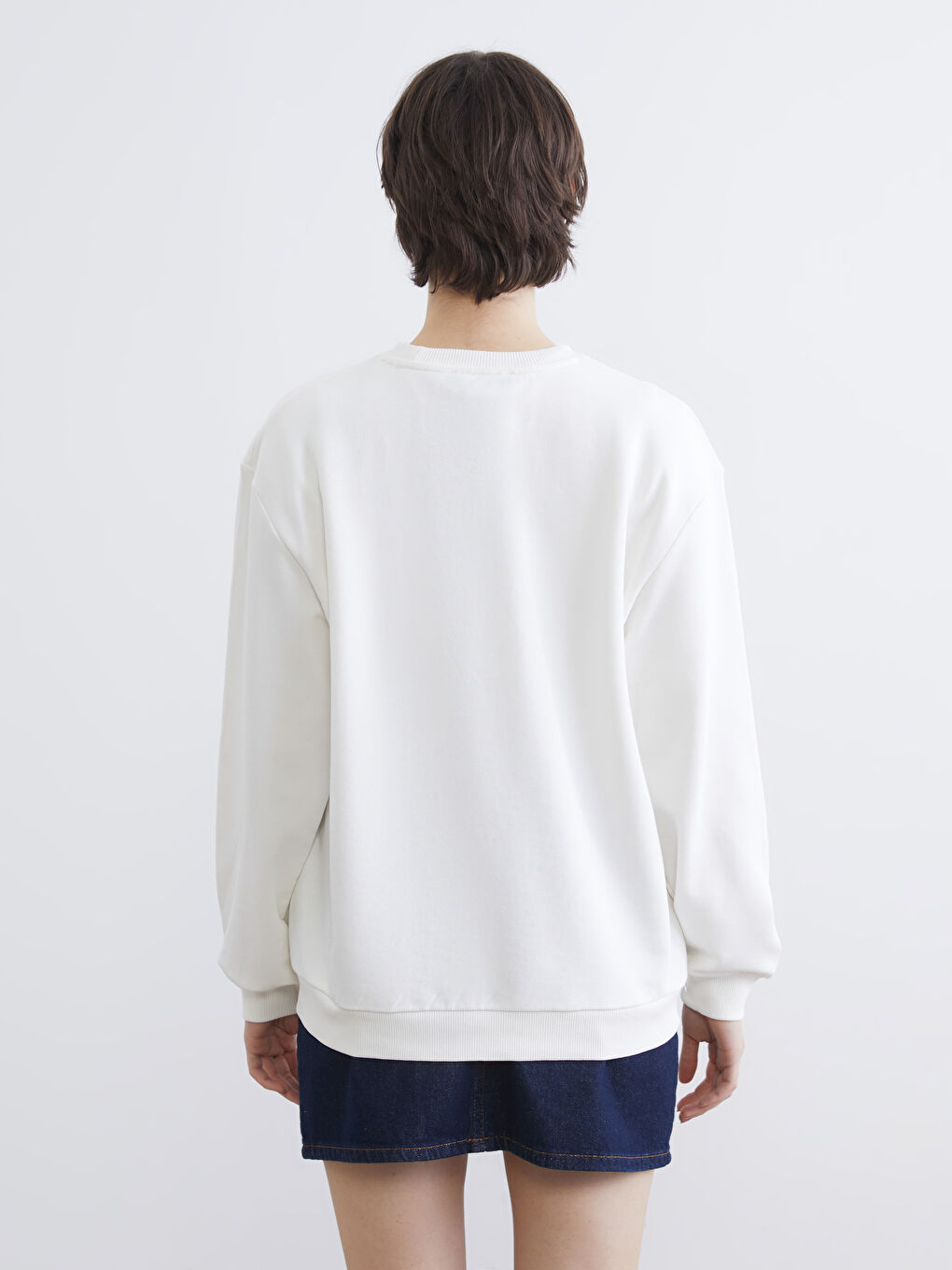 Ekru NYC Baskılı Oversize Kadın Sweatshirt-3