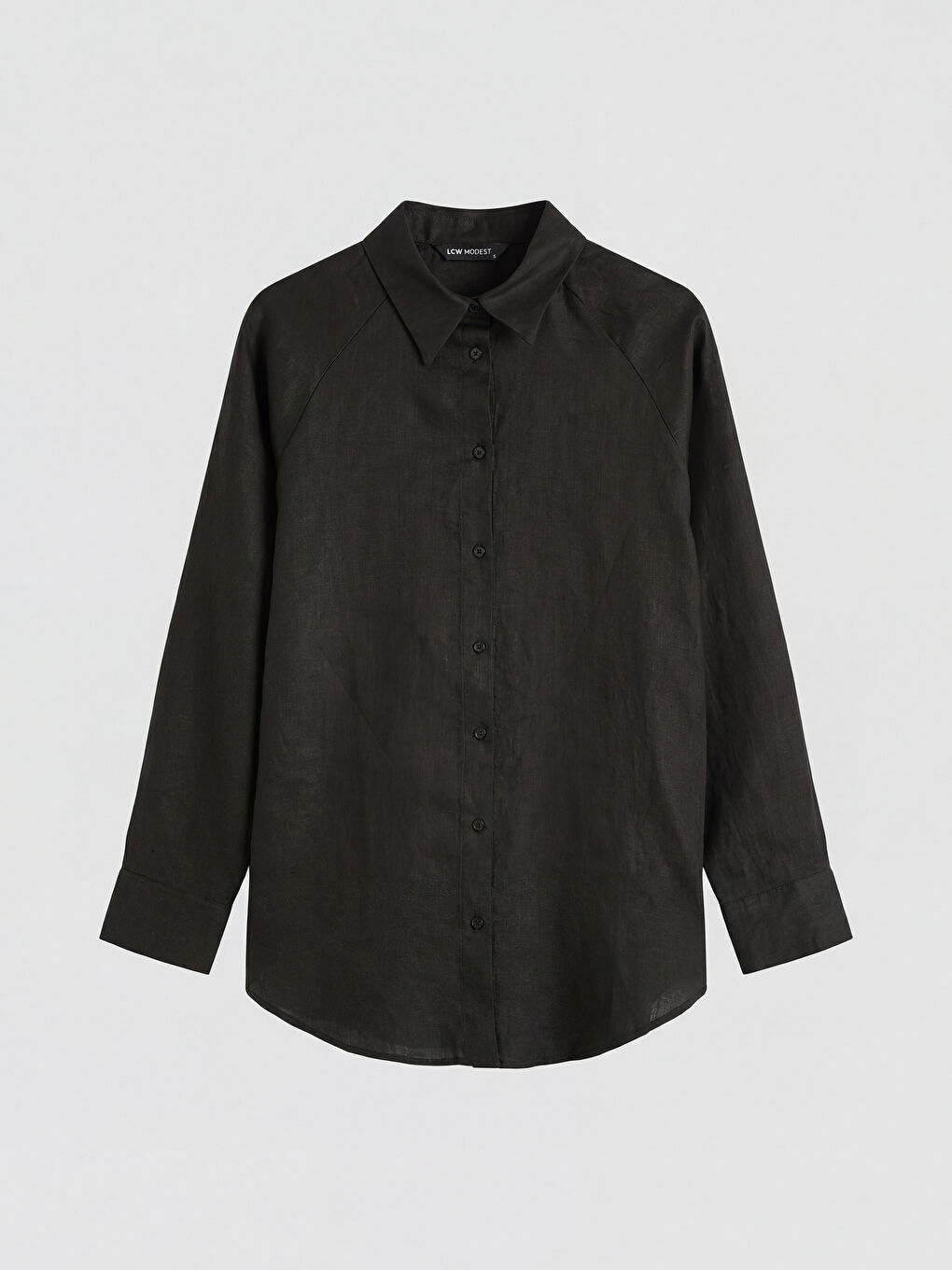 Siyah Keten Kadın Gömlek