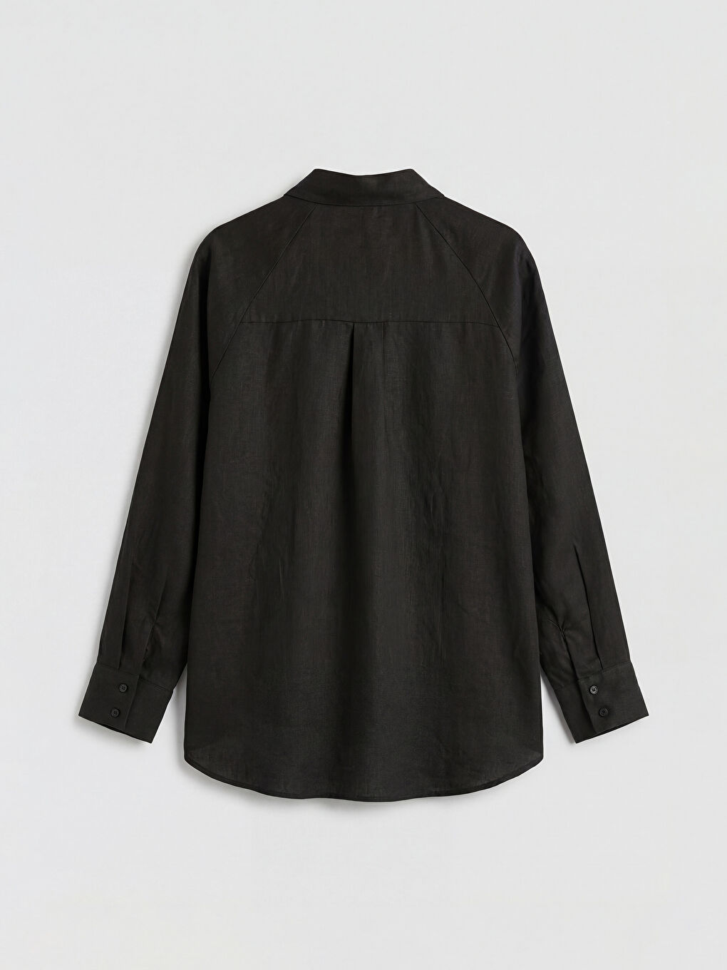 Siyah Keten Kadın Gömlek-1