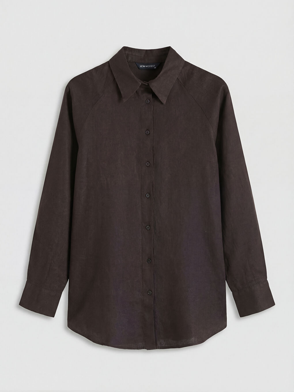 Kahverengi Kadın Keten Gömlek