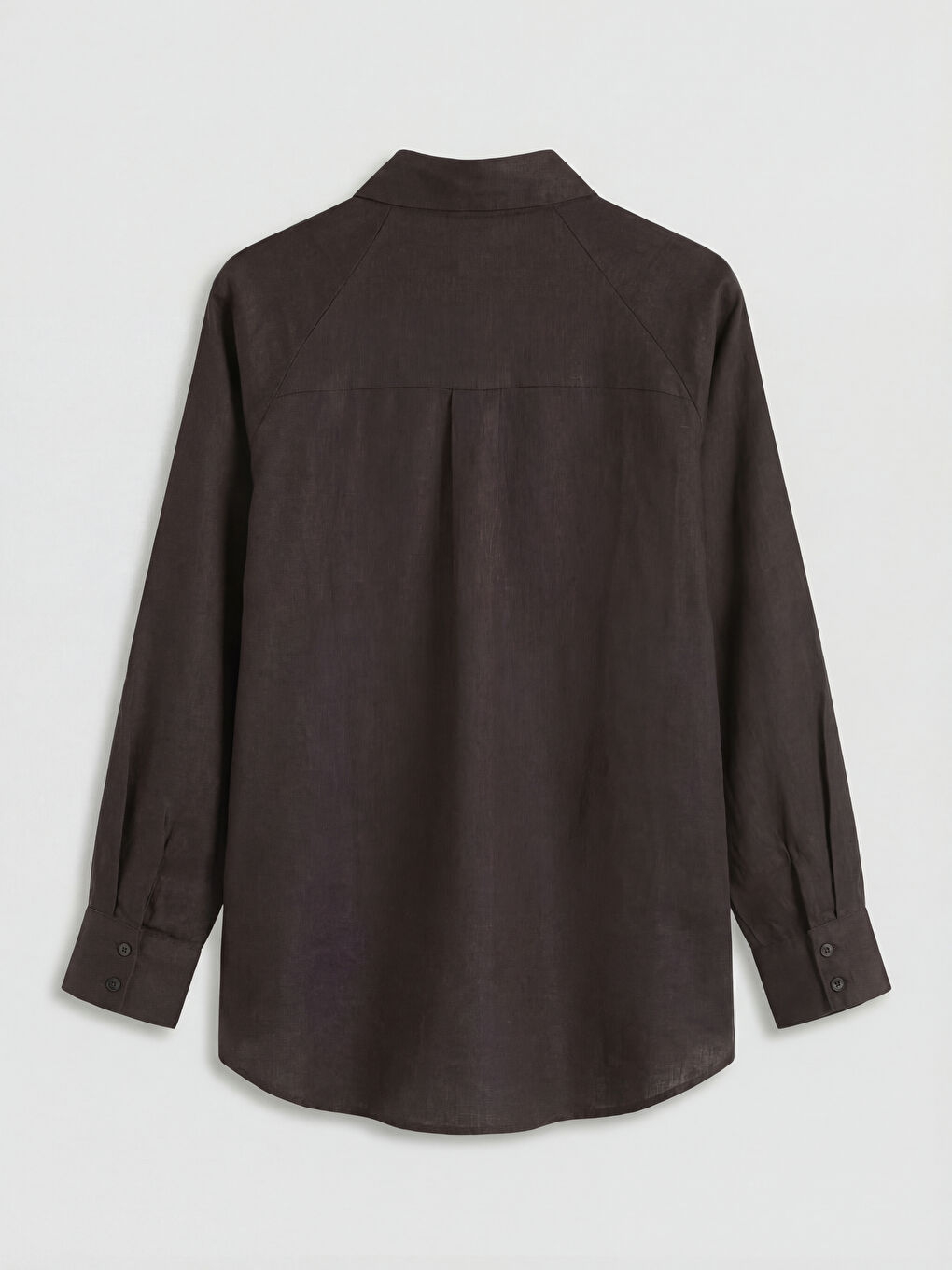 Kahverengi Kadın Keten Gömlek-1