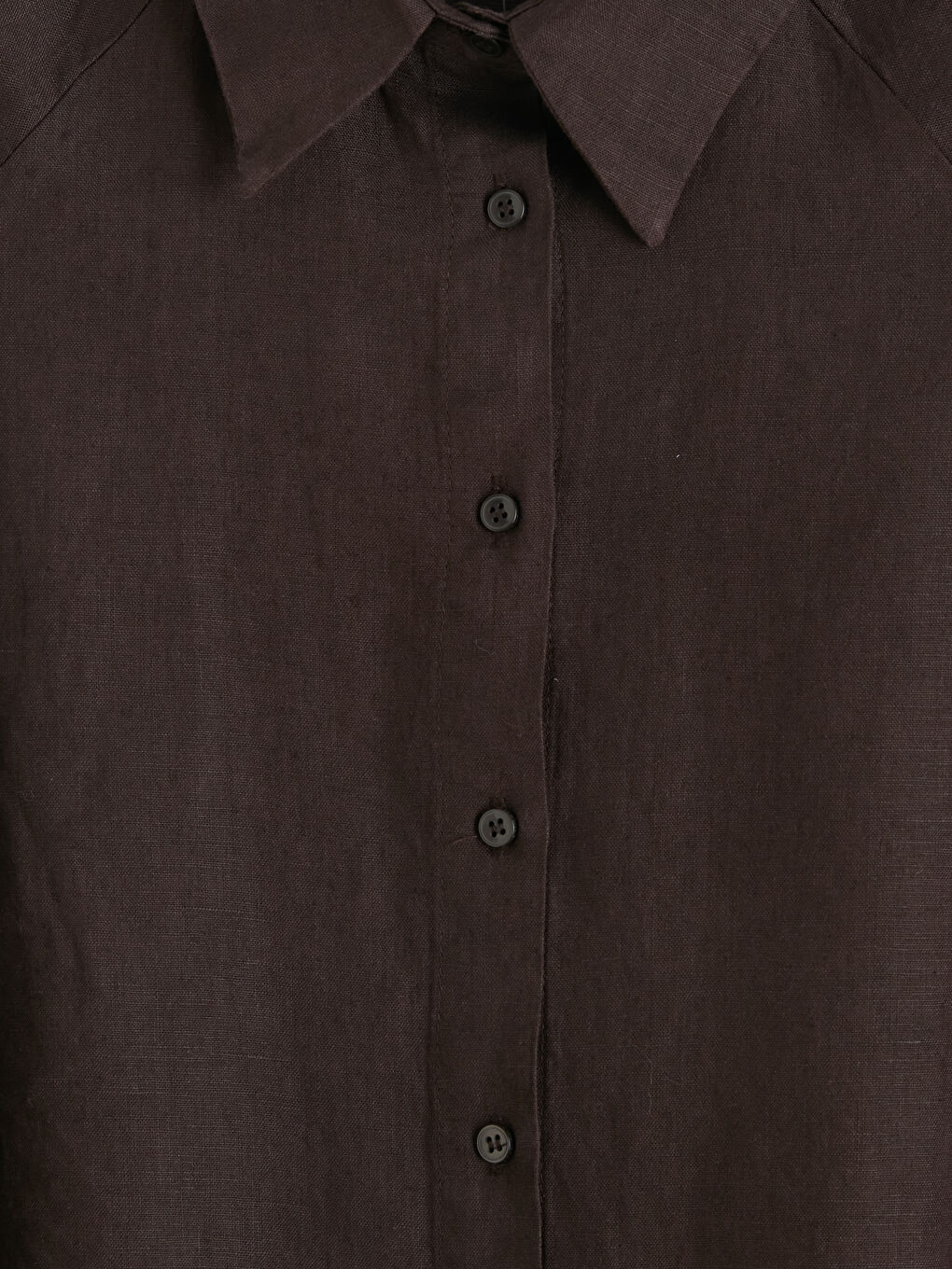 Kahverengi Kadın Keten Gömlek-2
