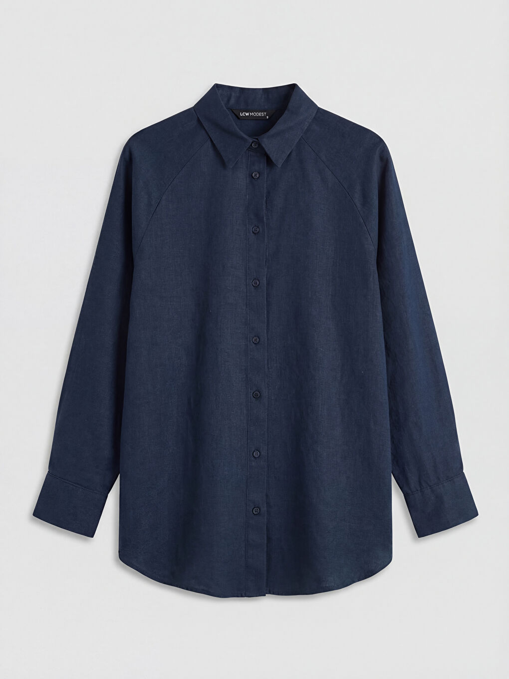 Lacivert Kadın Keten Gömlek