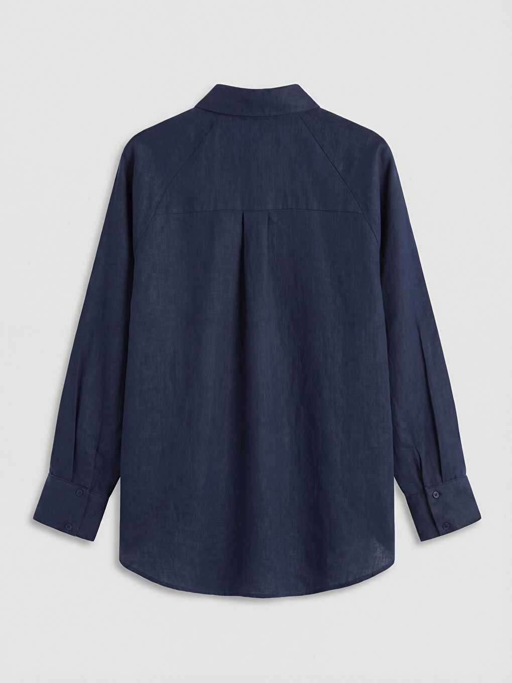 Lacivert Kadın Keten Gömlek-1