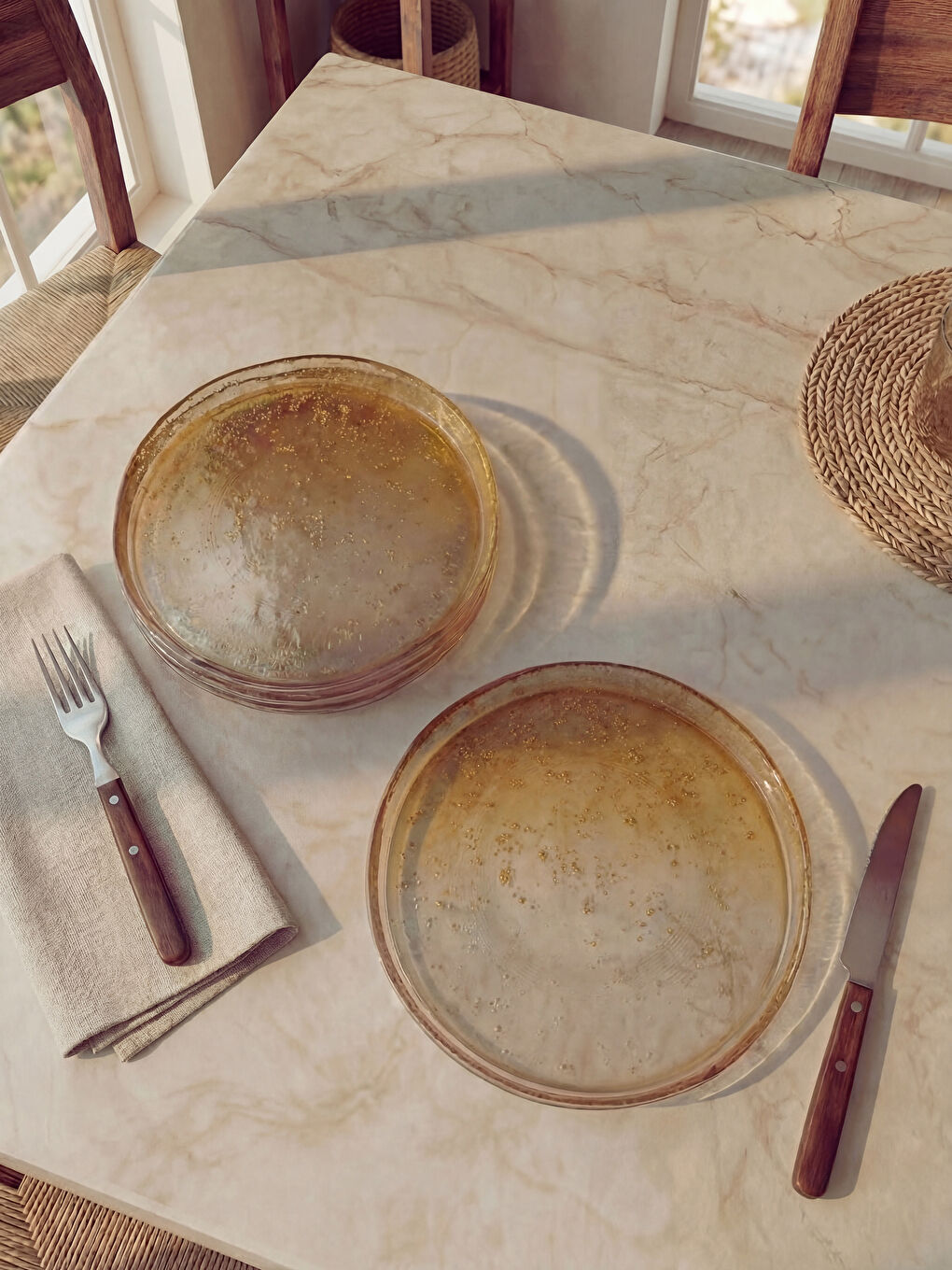 Sarı Cam Tabak Seti 4'lü 18 cm