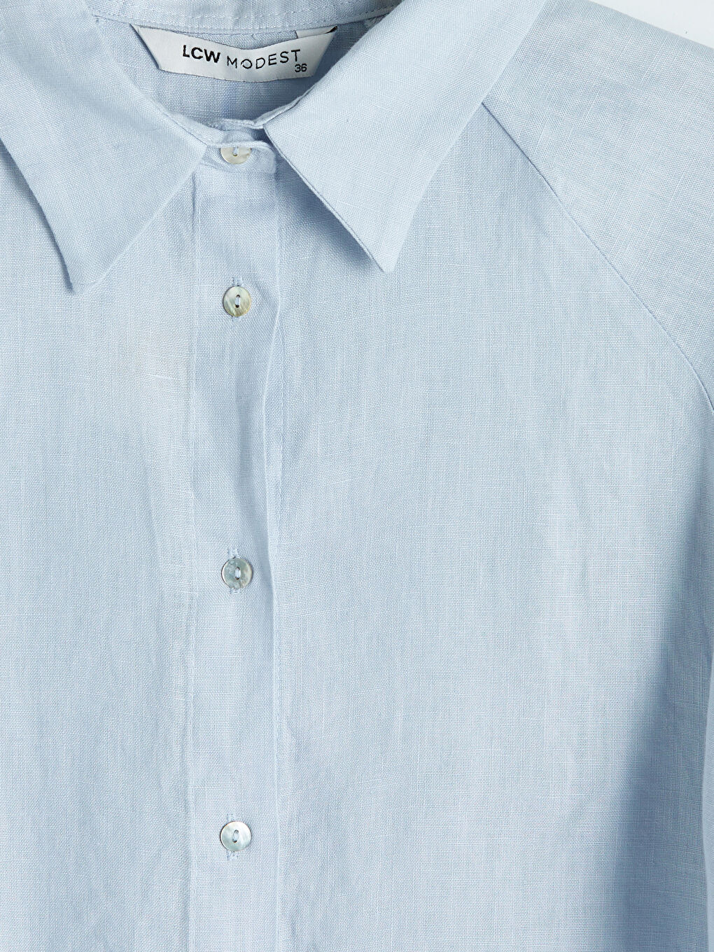 Mavi Kadın %100 Keten Gömlek-2