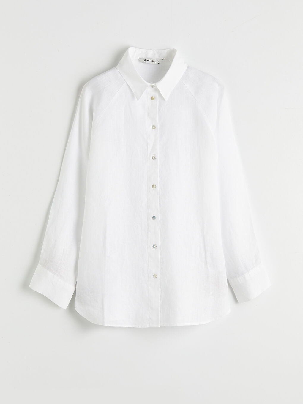 Beyaz Keten Kadın Gömlek