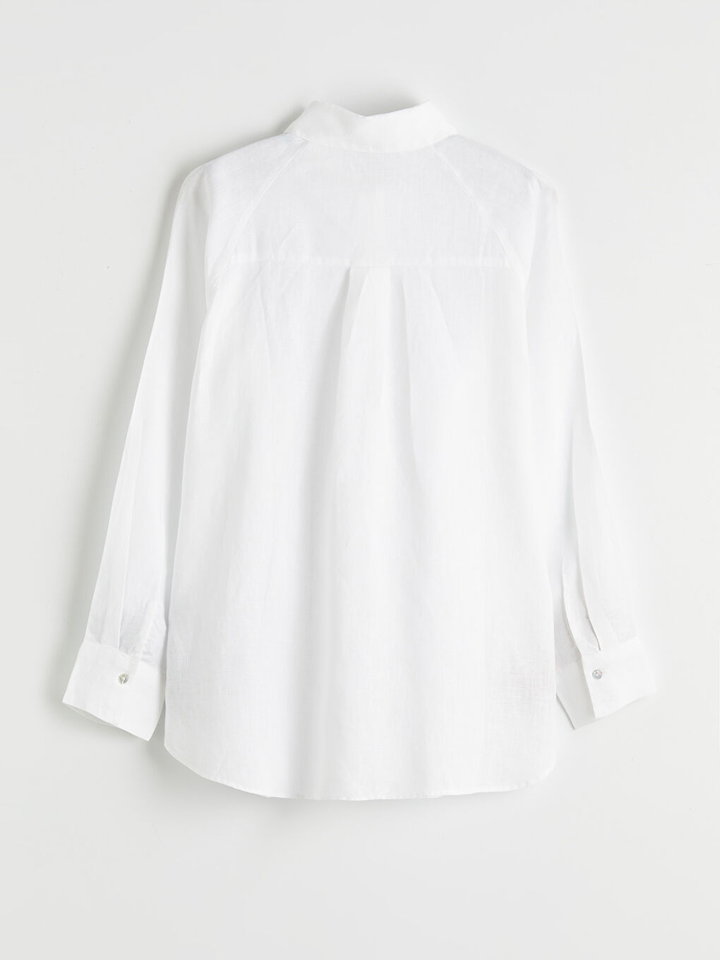 Beyaz Keten Kadın Gömlek-1