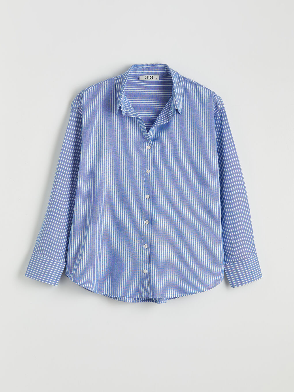 Mavi Çizgili Oversize Oxford Kadın Gömlek