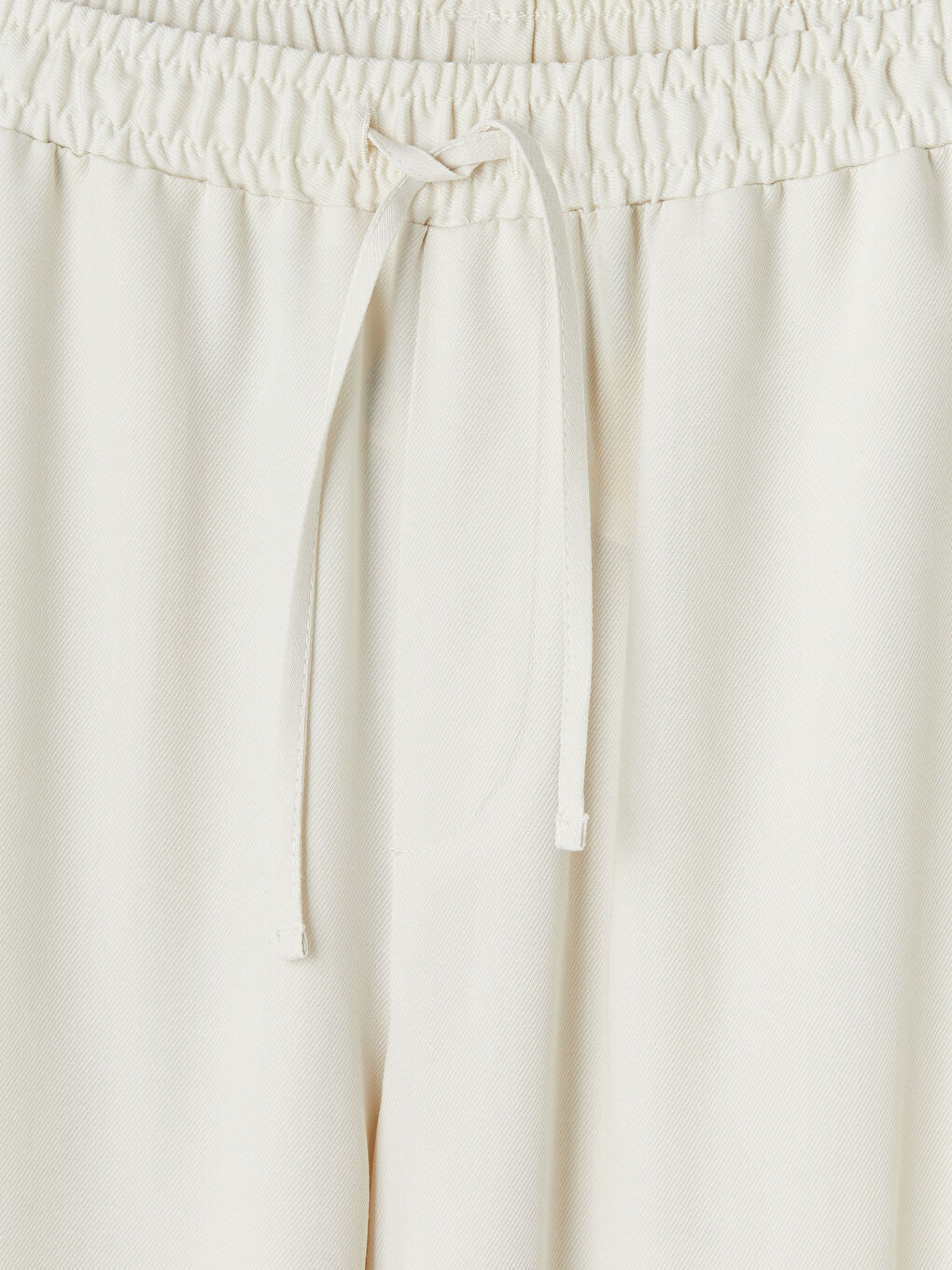 Bej Beli Lastikli Geniş Paça Kadın Pantolon-2