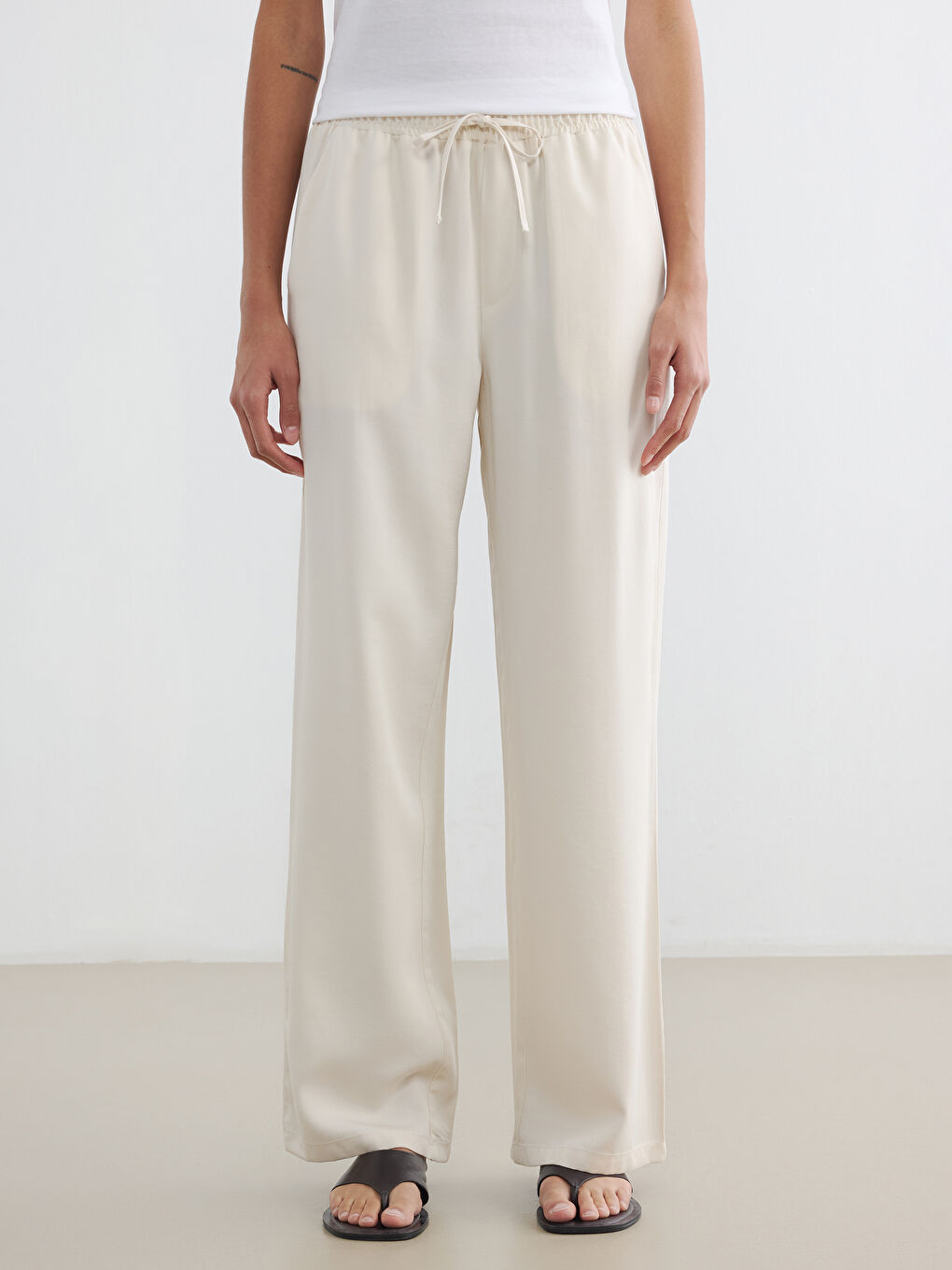 Elastic Waist Wide Leg Women's Trousers-1