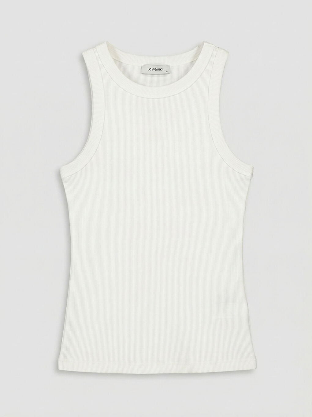 Beyaz Halter Yaka Fitilli Kadın Atlet-4