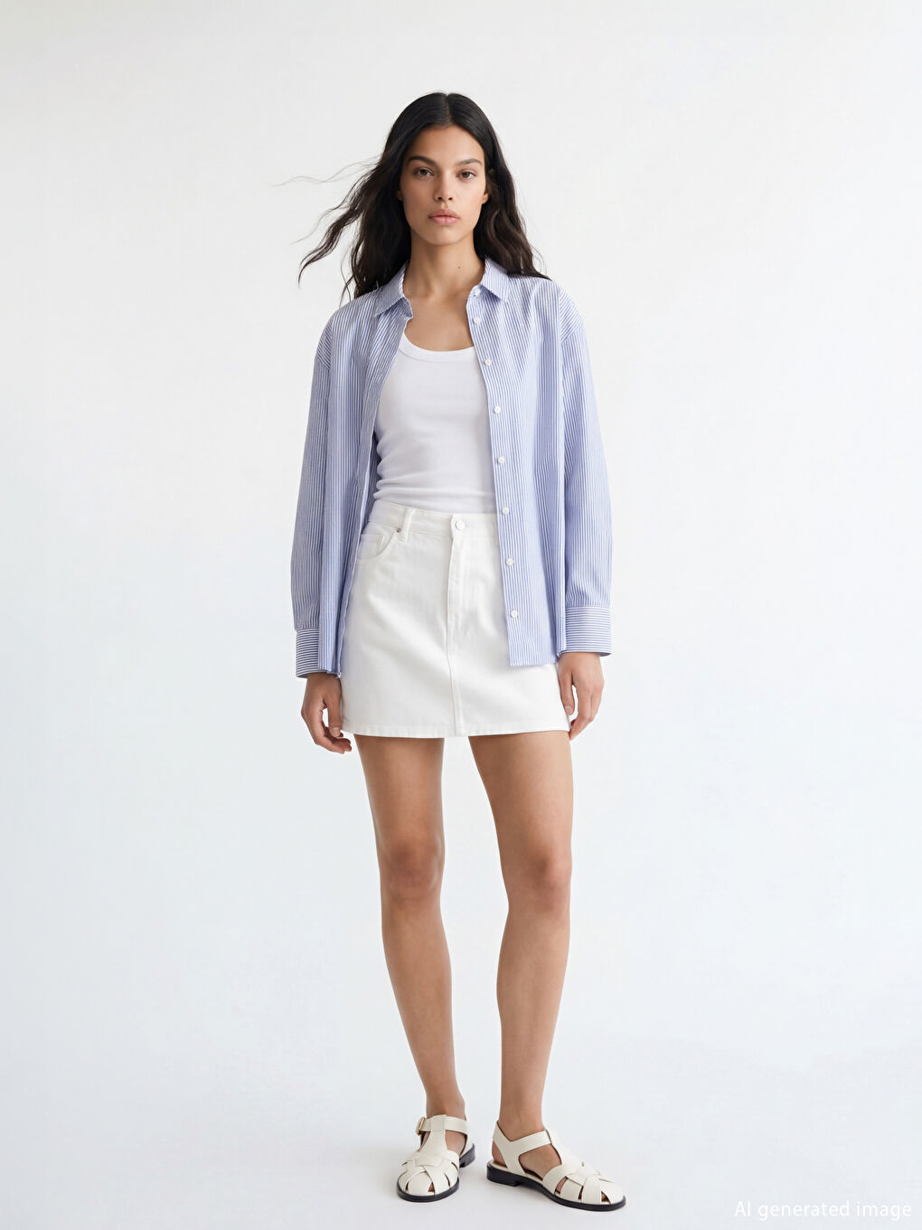 Раиран дамски риза тип Оксфорд с широк силует-1