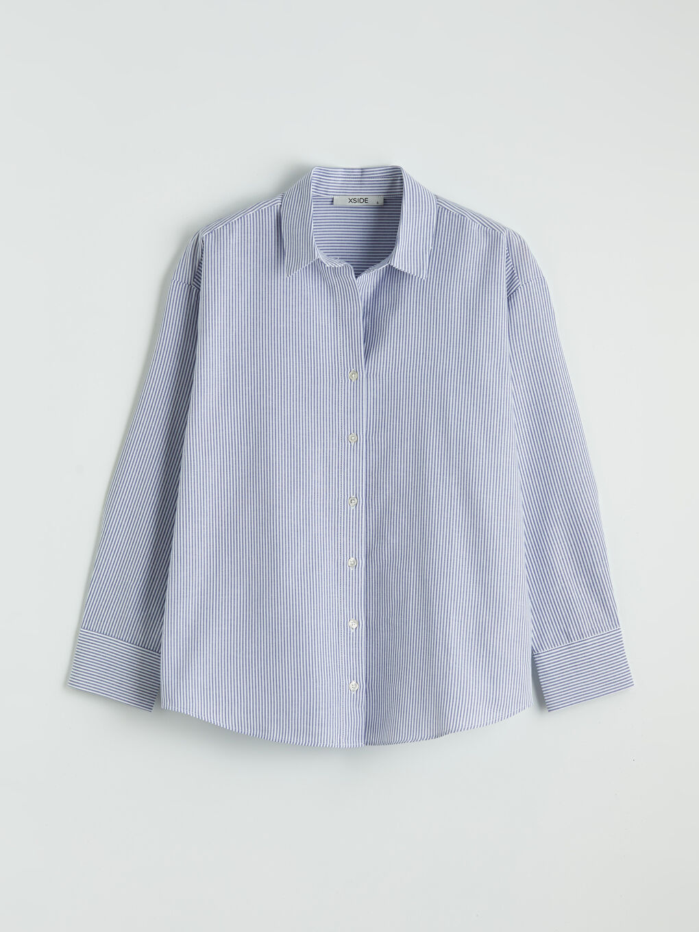 Mavi Çizgili Oversize Oxford Kadın Gömlek