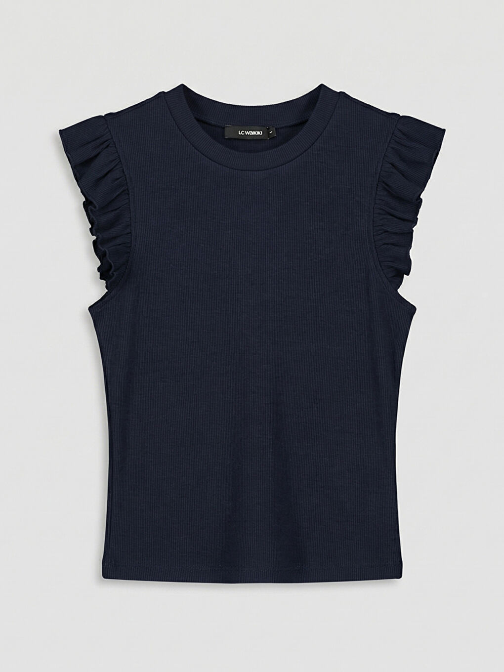 Lacivert Bisiklet Yaka Fırfırlı Kadın Atlet-4