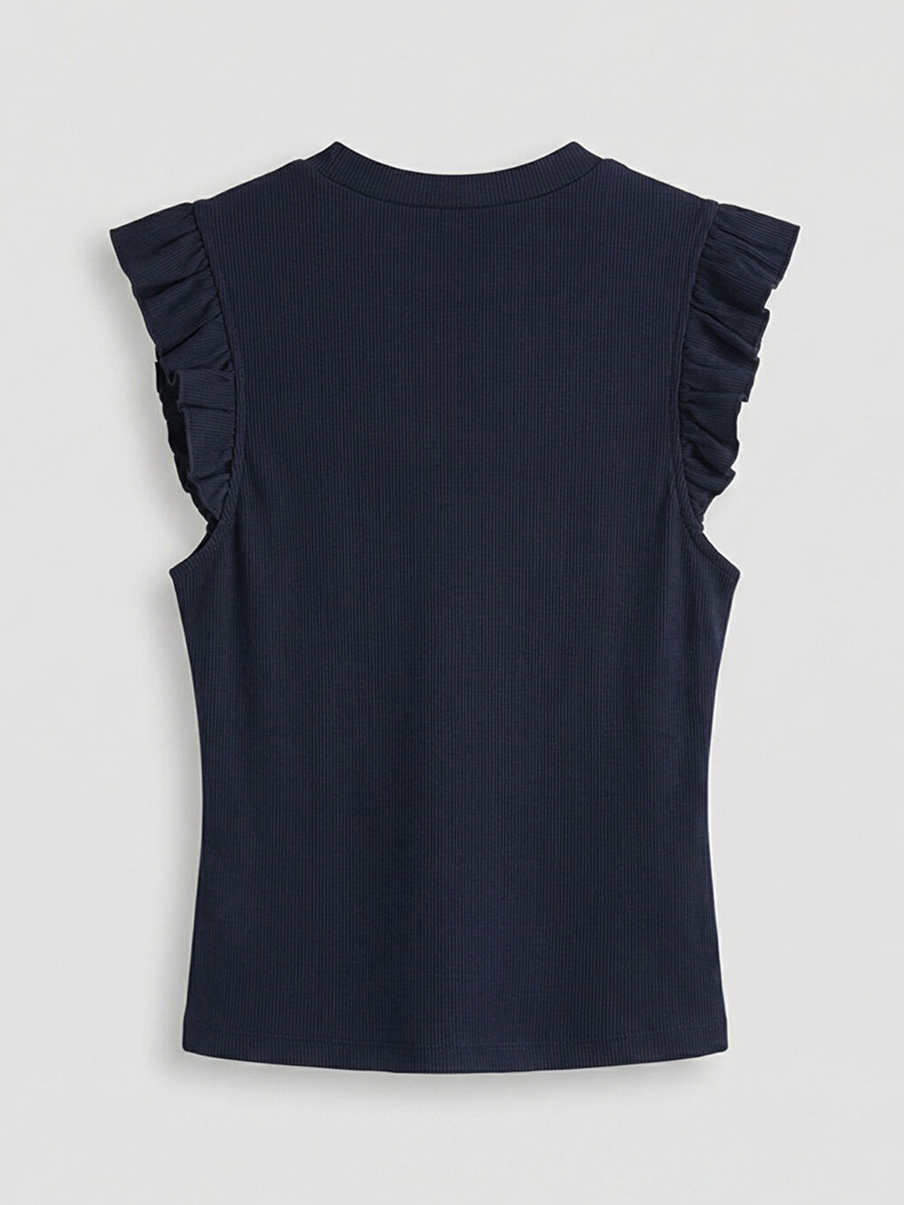 Lacivert Bisiklet Yaka Fırfırlı Kadın Atlet-5