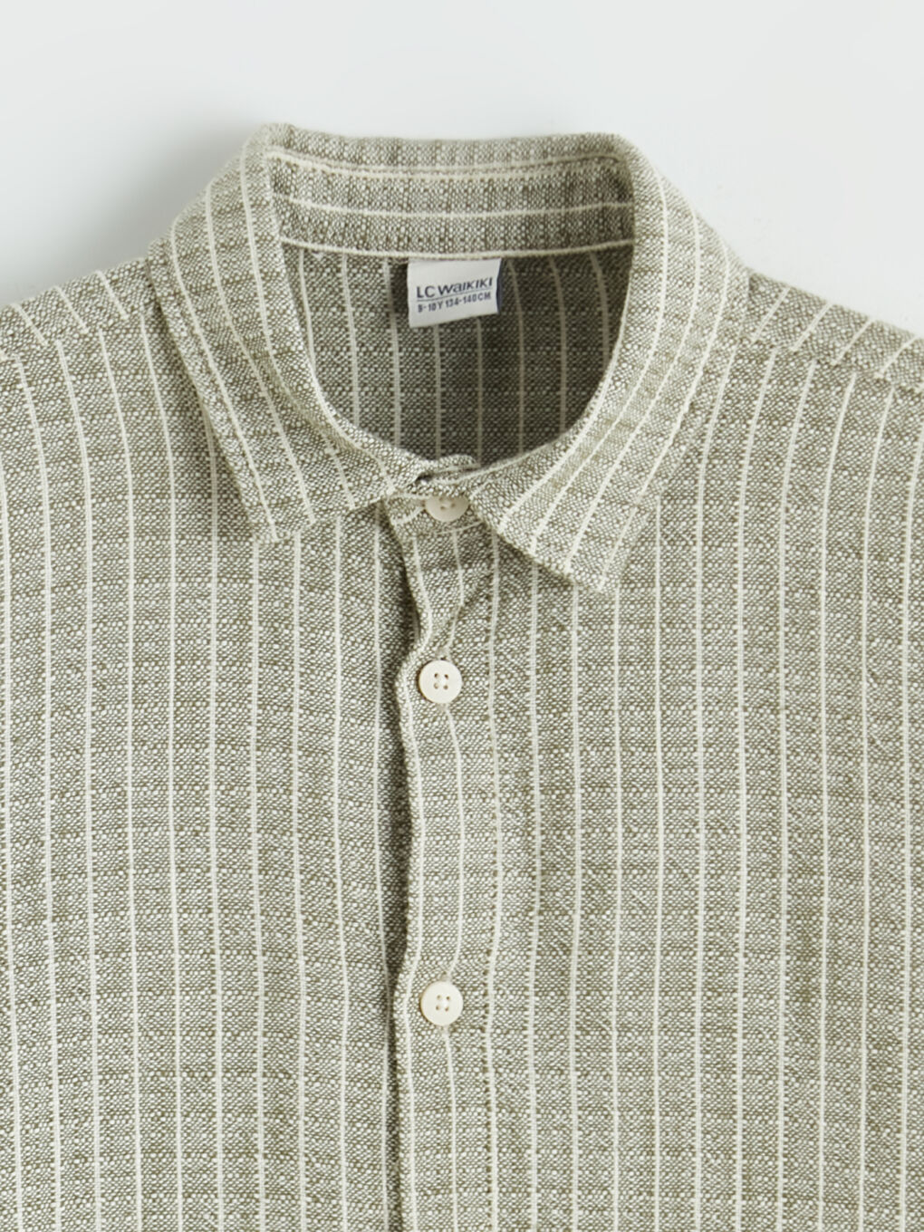Haki Erkek Çocuk Çizgili Poplin Gömlek-2