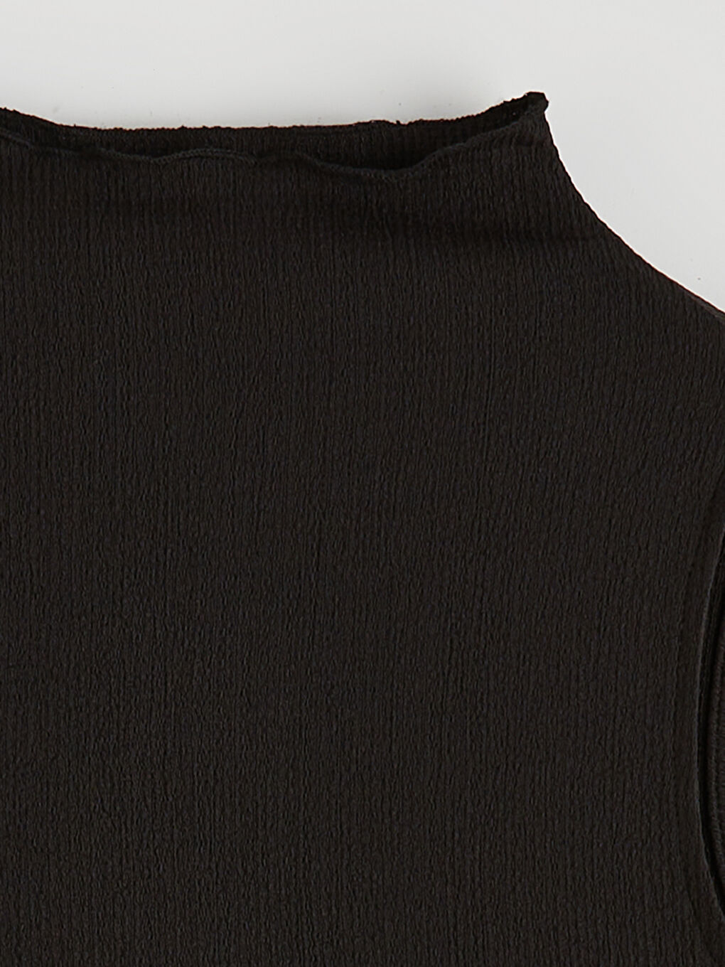 Siyah Dik Yaka Dokulu Bluz-5