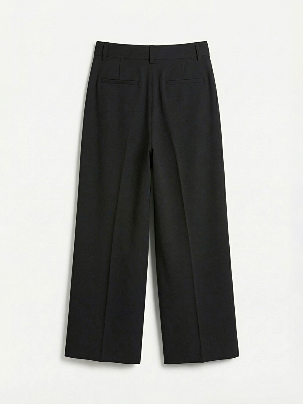 Siyah Loose Fit Geniş Paça Kadın Pileli Kumaş Pantolon-5