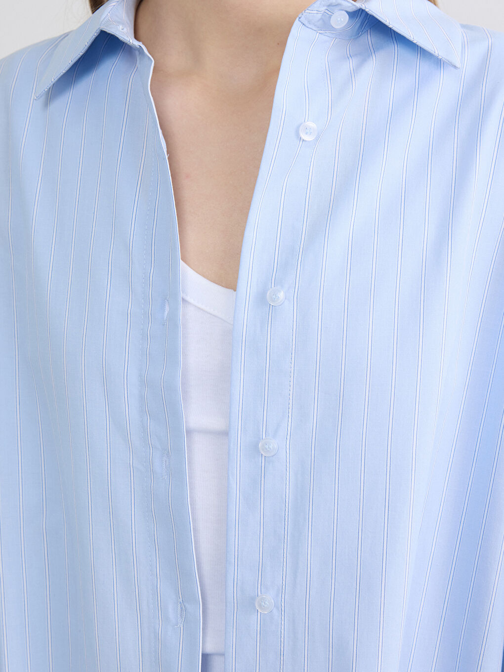 Striped Oversize Poplin Women's Shirt-2