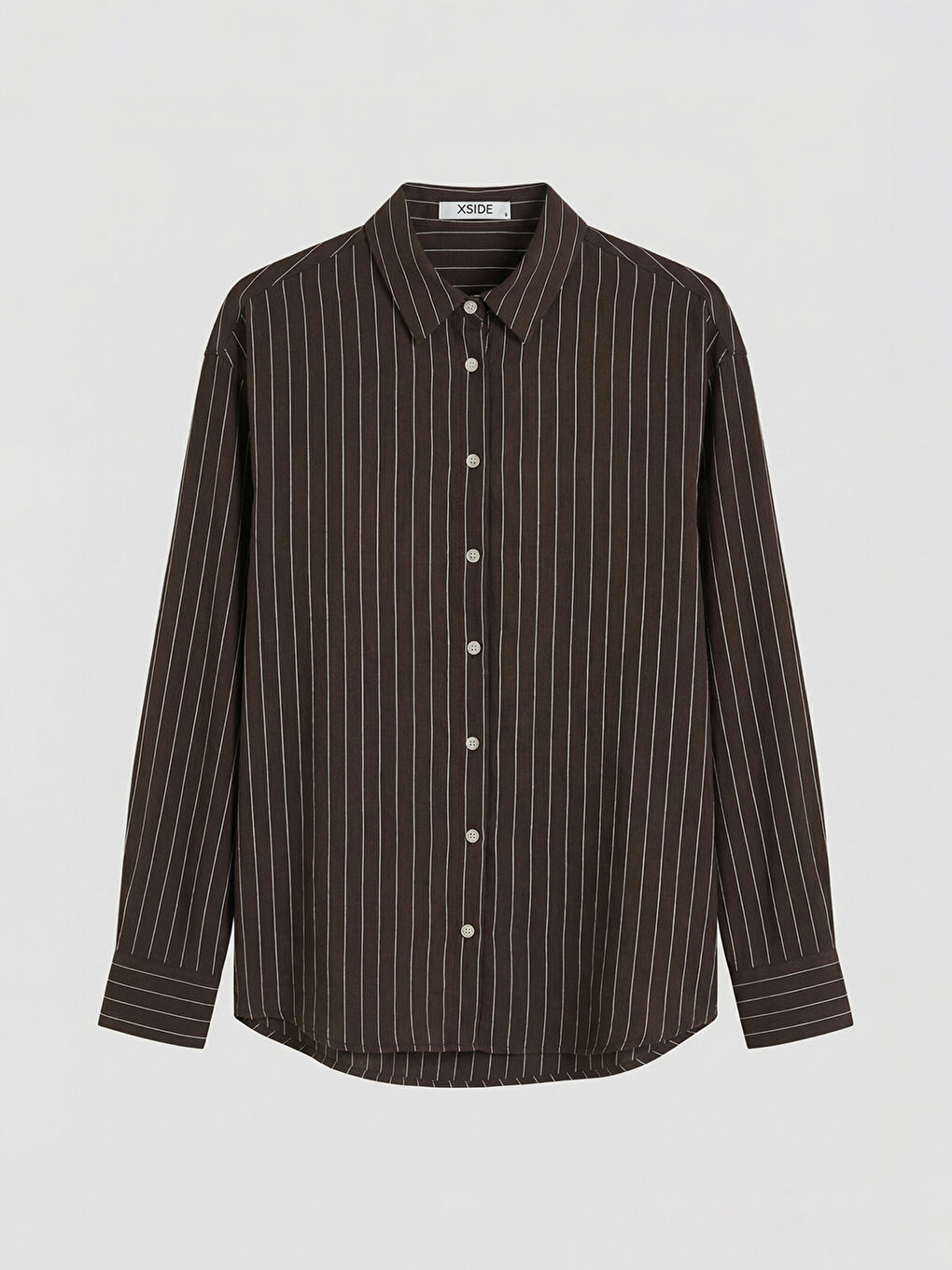 Kahverengi Çizgili Oversize Kadın Gömlek
