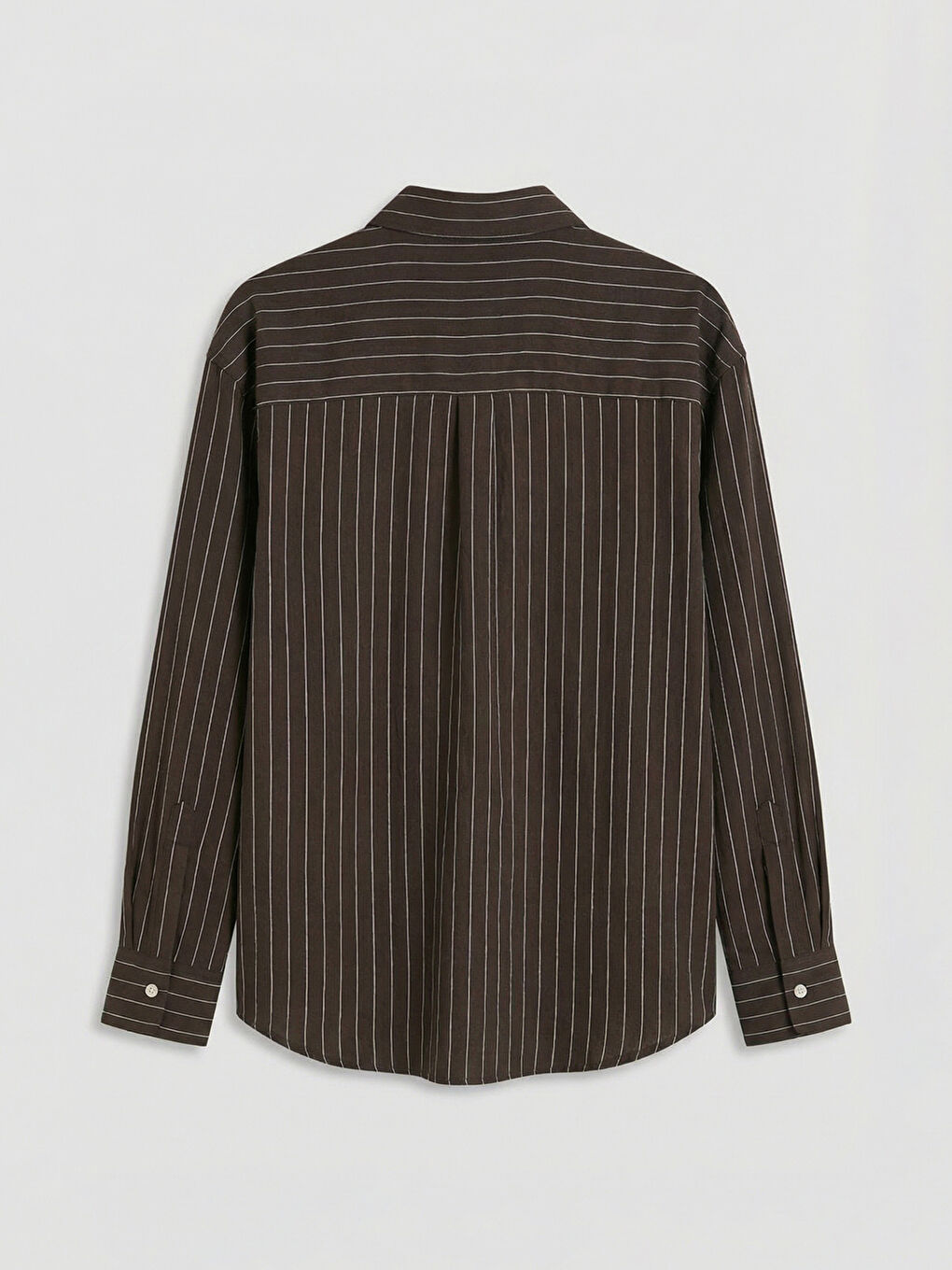 Kahverengi Çizgili Oversize Kadın Gömlek-1