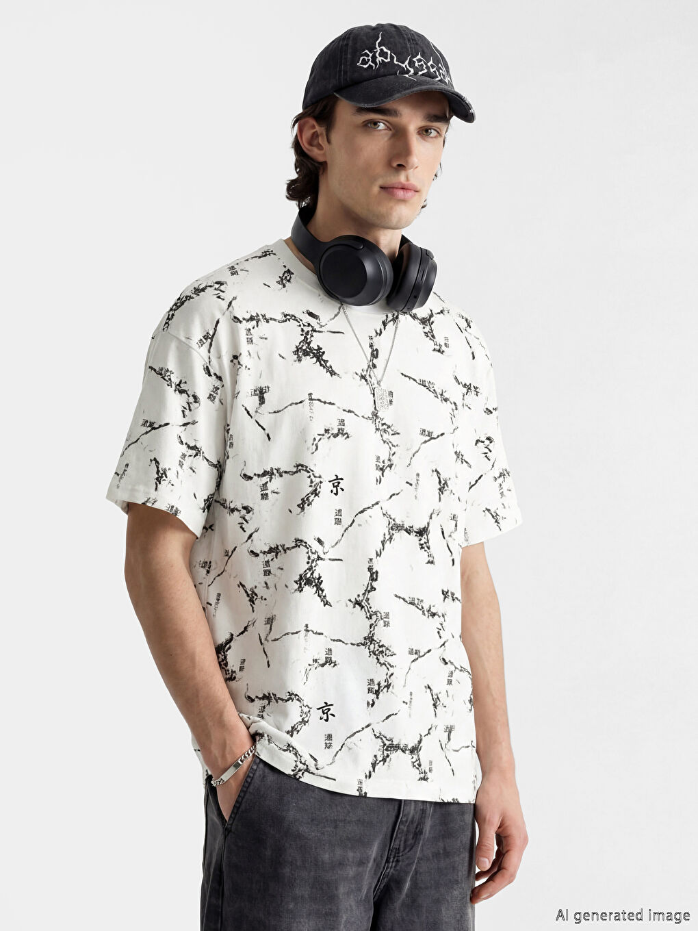 Oversize Patterned Men's T-Shirt
