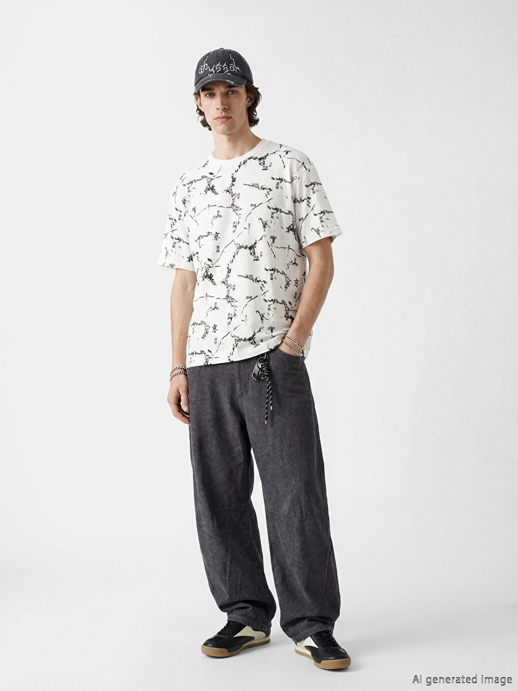 Oversize Patterned Men's T-Shirt-1