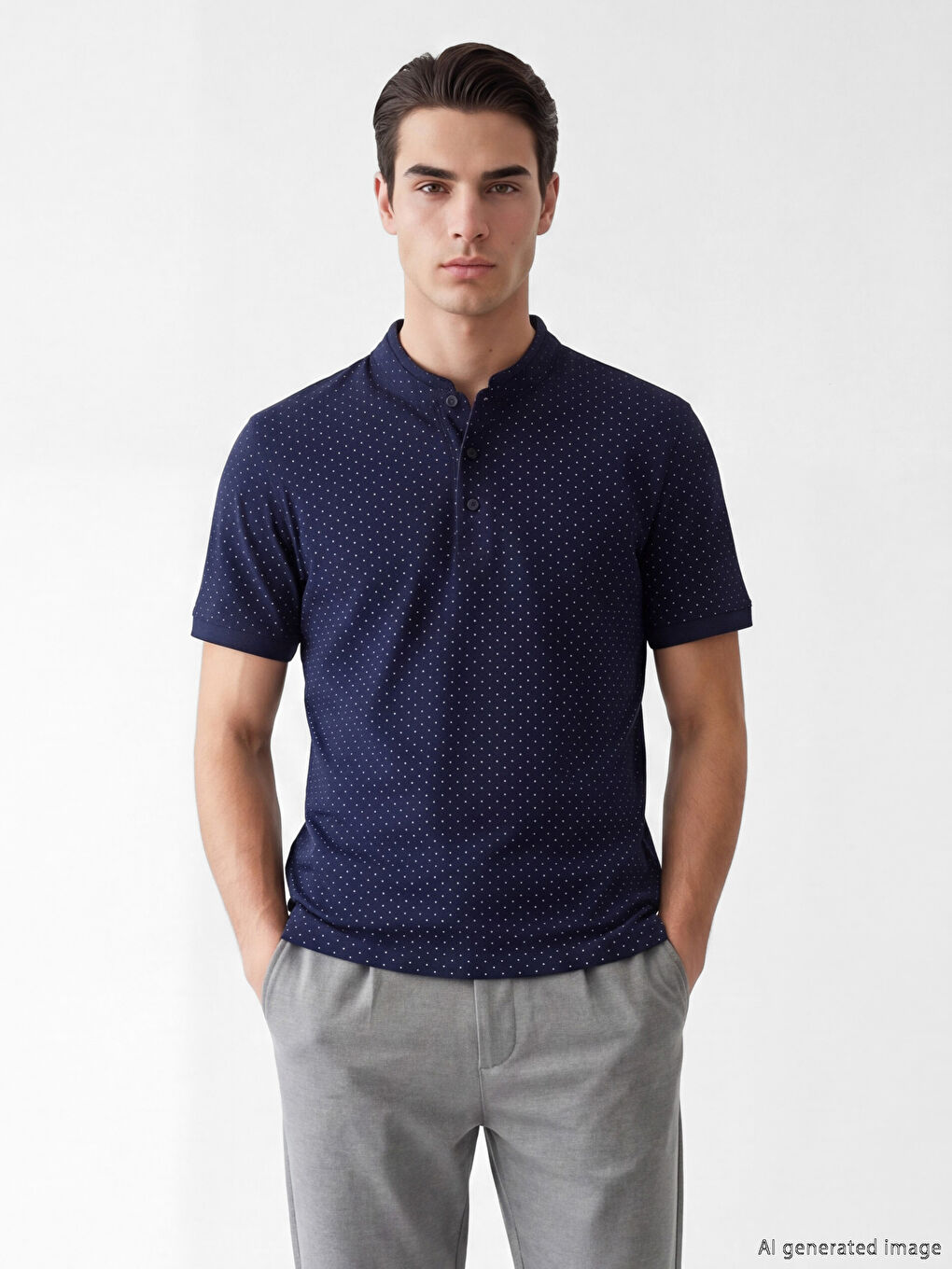 Grandad Collar Regular Fit Men's Polo T-Shirt