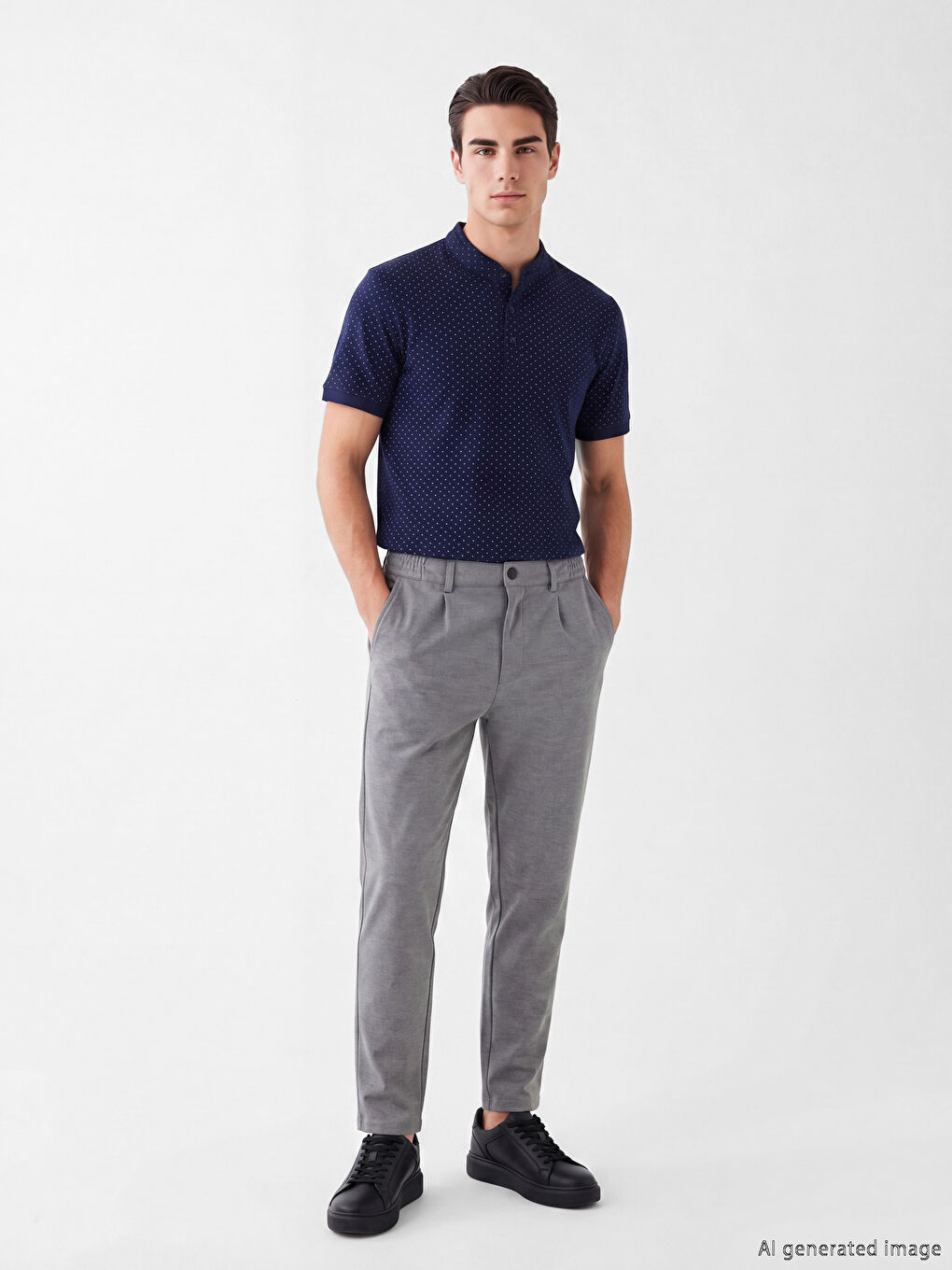 Grandad Collar Regular Fit Men's Polo T-Shirt-1