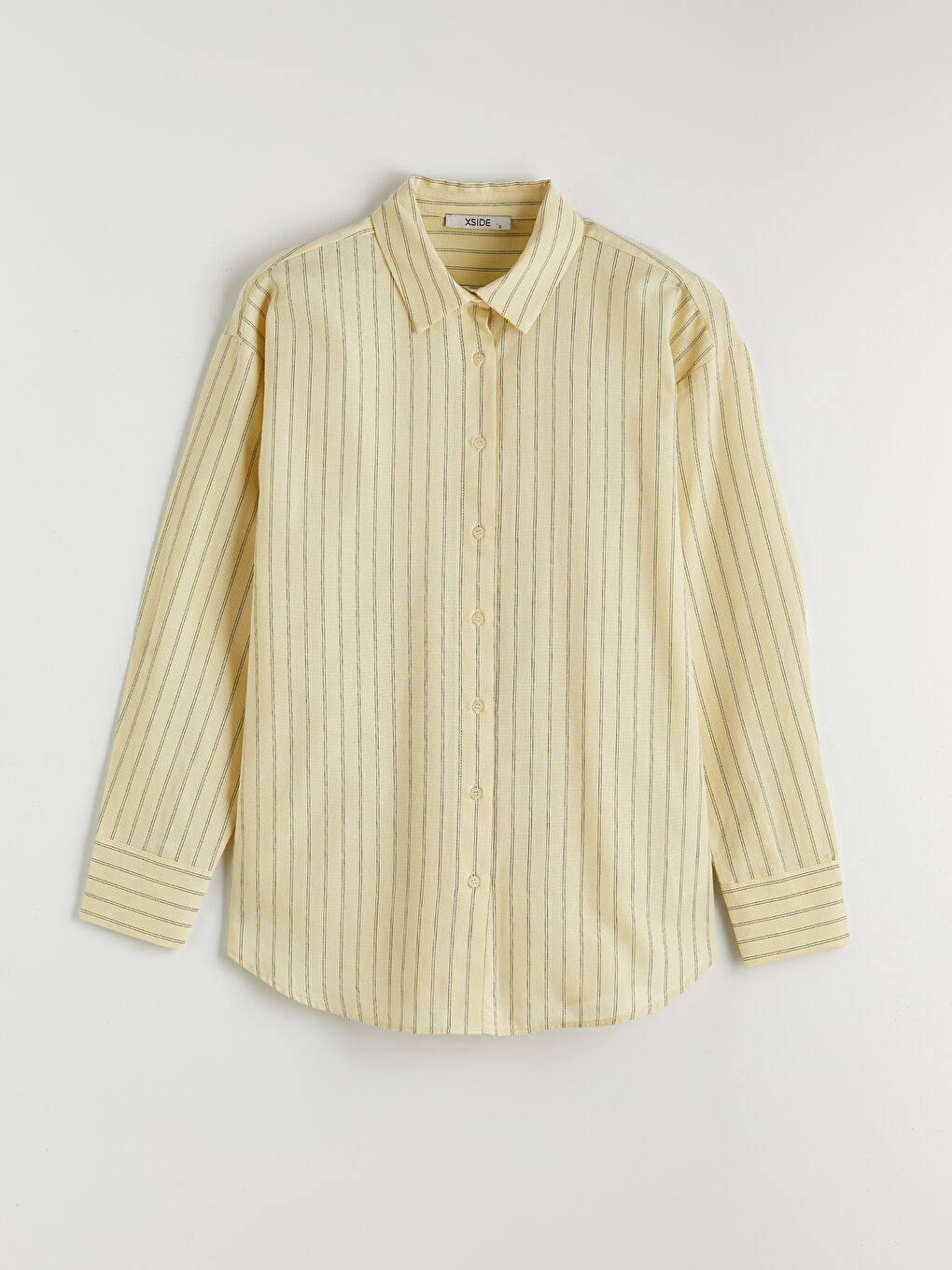 Sarı Çizgili Oxford Oversize Kadın Gömlek-4