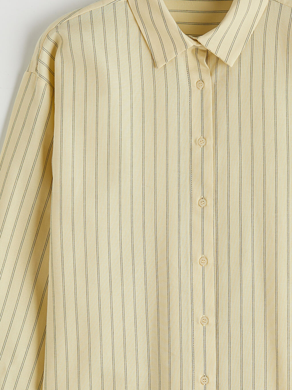 Sarı Çizgili Oxford Oversize Kadın Gömlek-5