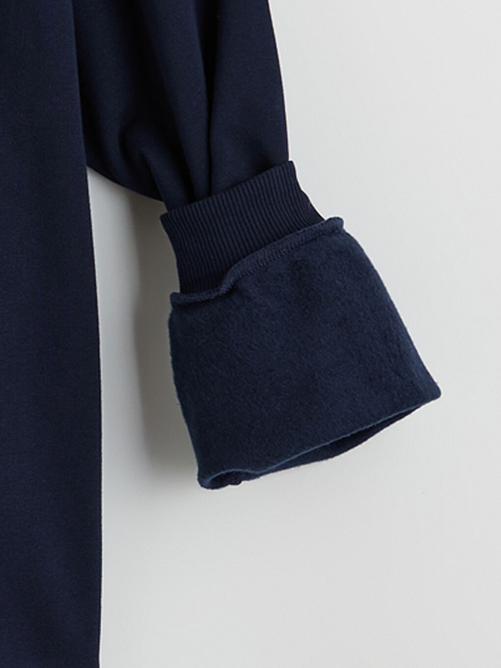 Lacivert Dik Yaka Baskılı Oversize Kadın Kalın Sweatshirt-6