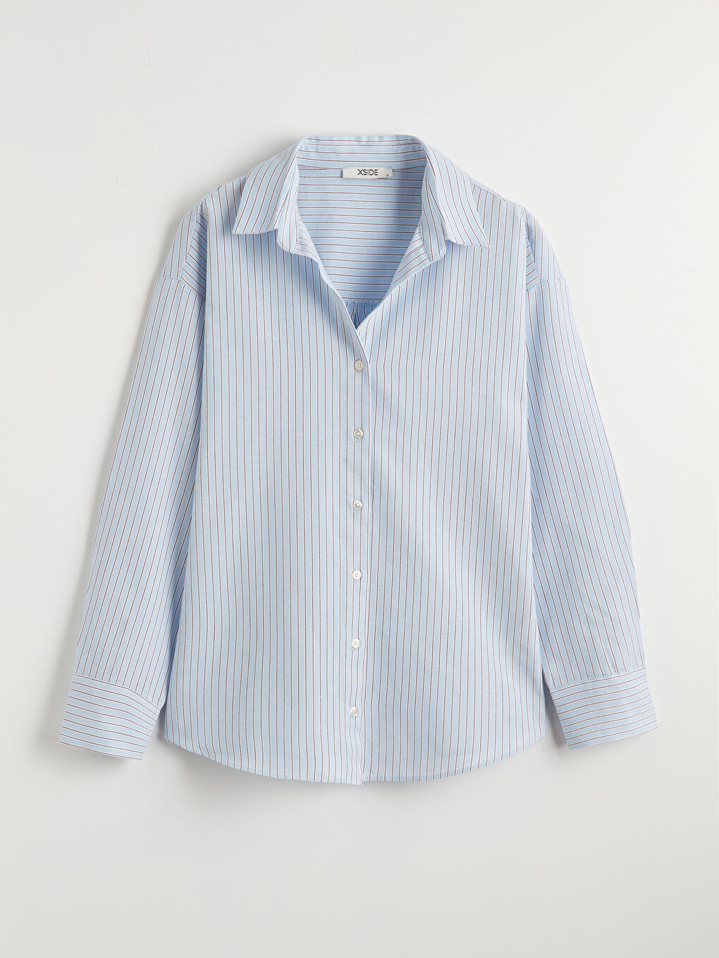 Mavi Çizgili Oversize Oxford Kadın Gömlek