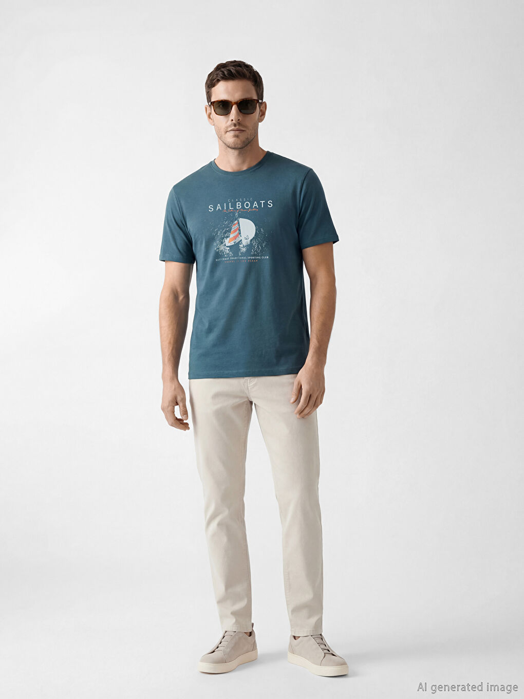 تي شيرت رجالي مطبوع بياقة دائرية من الجيرسي-1