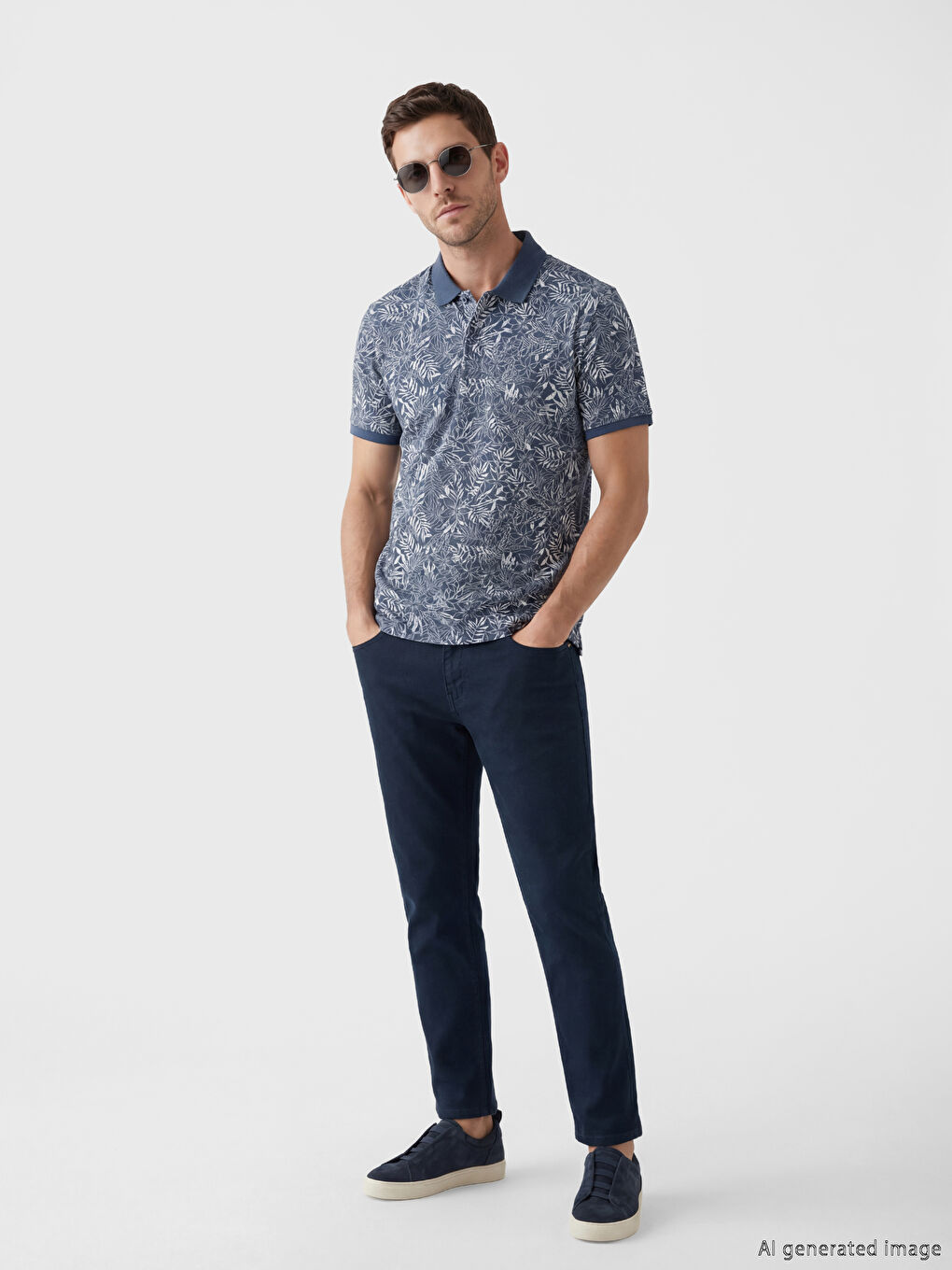 Polo Collar Patterned Pique Men's T-Shirt-1