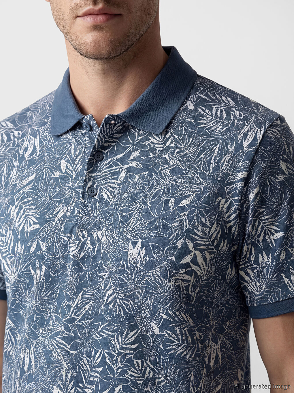 Polo Collar Patterned Pique Men's T-Shirt-2