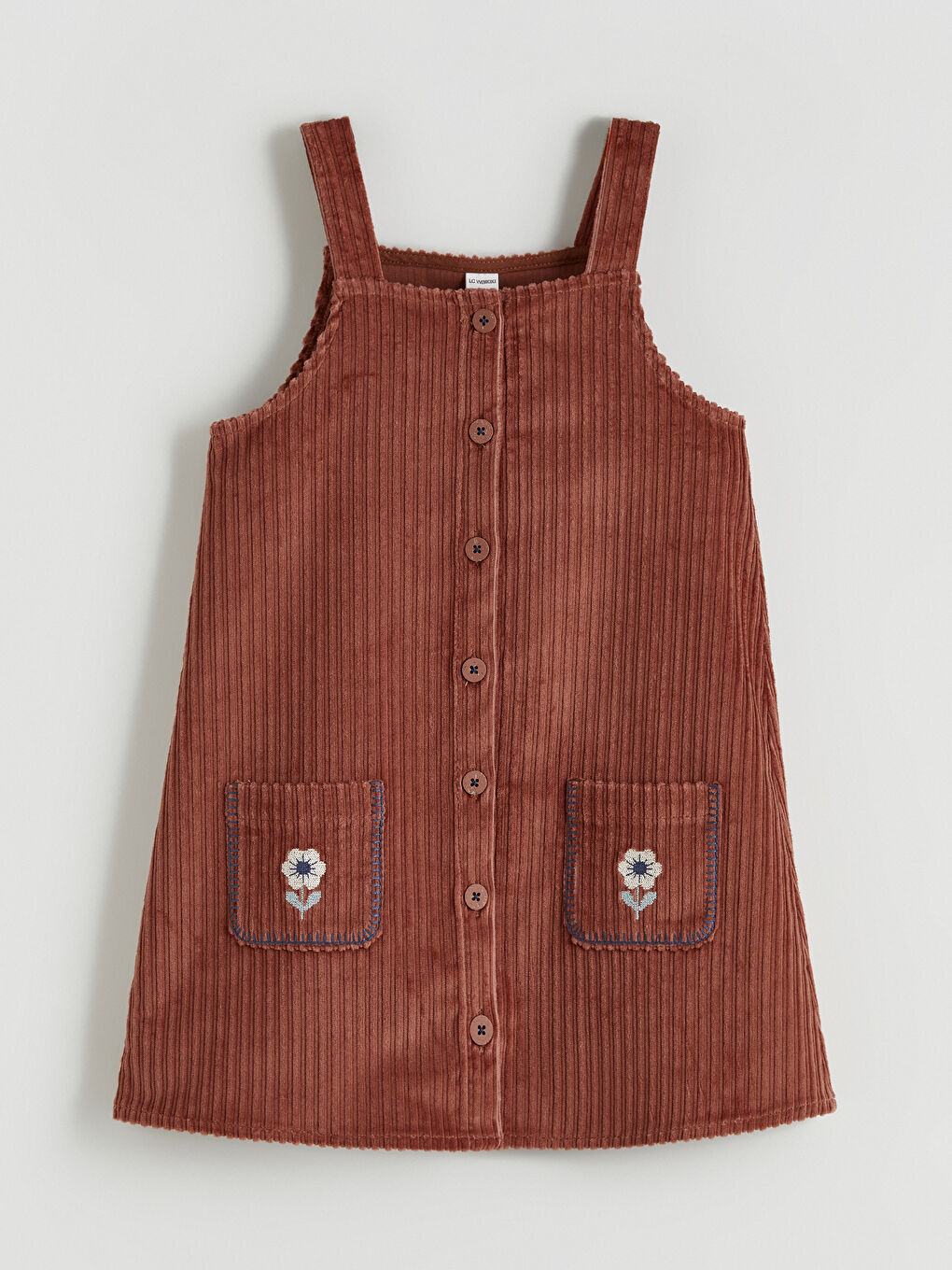 Kahverengi Kız Çocuk Kadife Elbise ve Çorap-5