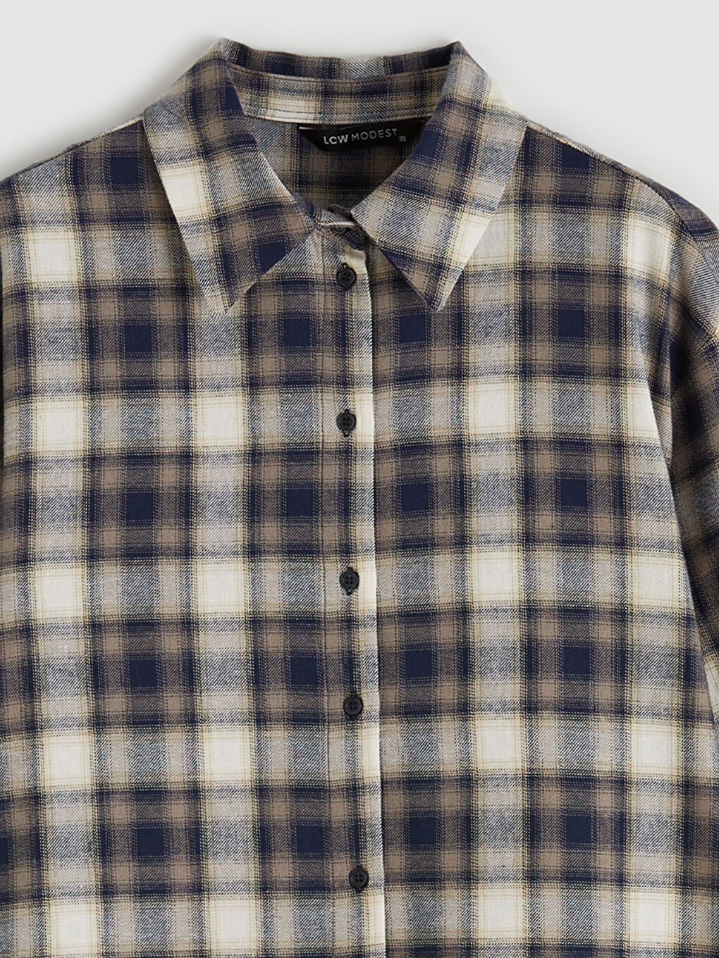 Mavi Ekose Kadın Oduncu Gömlek Tunik-1