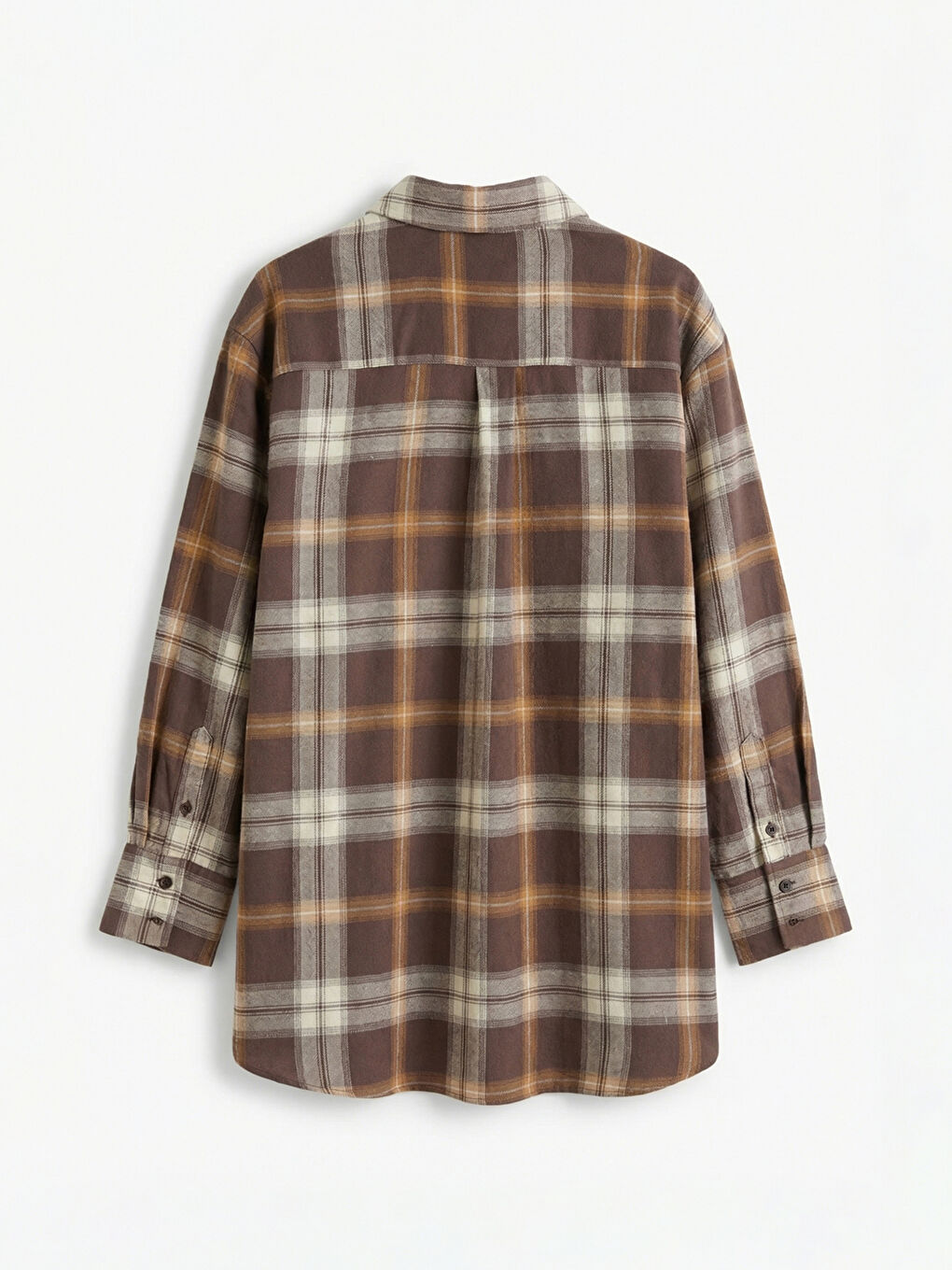 Kahverengi Ekose Kadın Oduncu Gömlek Tunik	-5