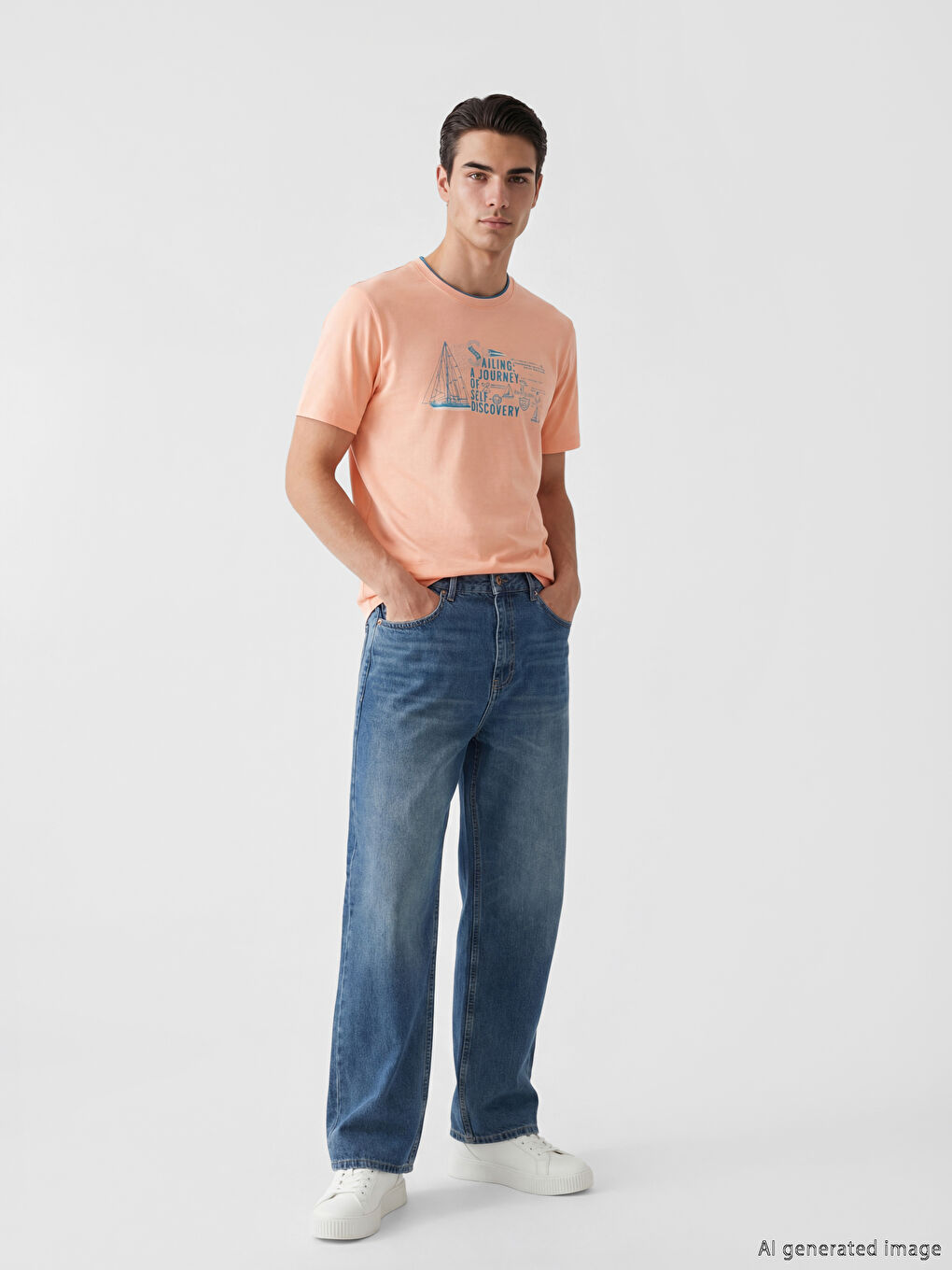 تي شيرت رجالي مطبوع بياقة دائرية من الجيرسي-1