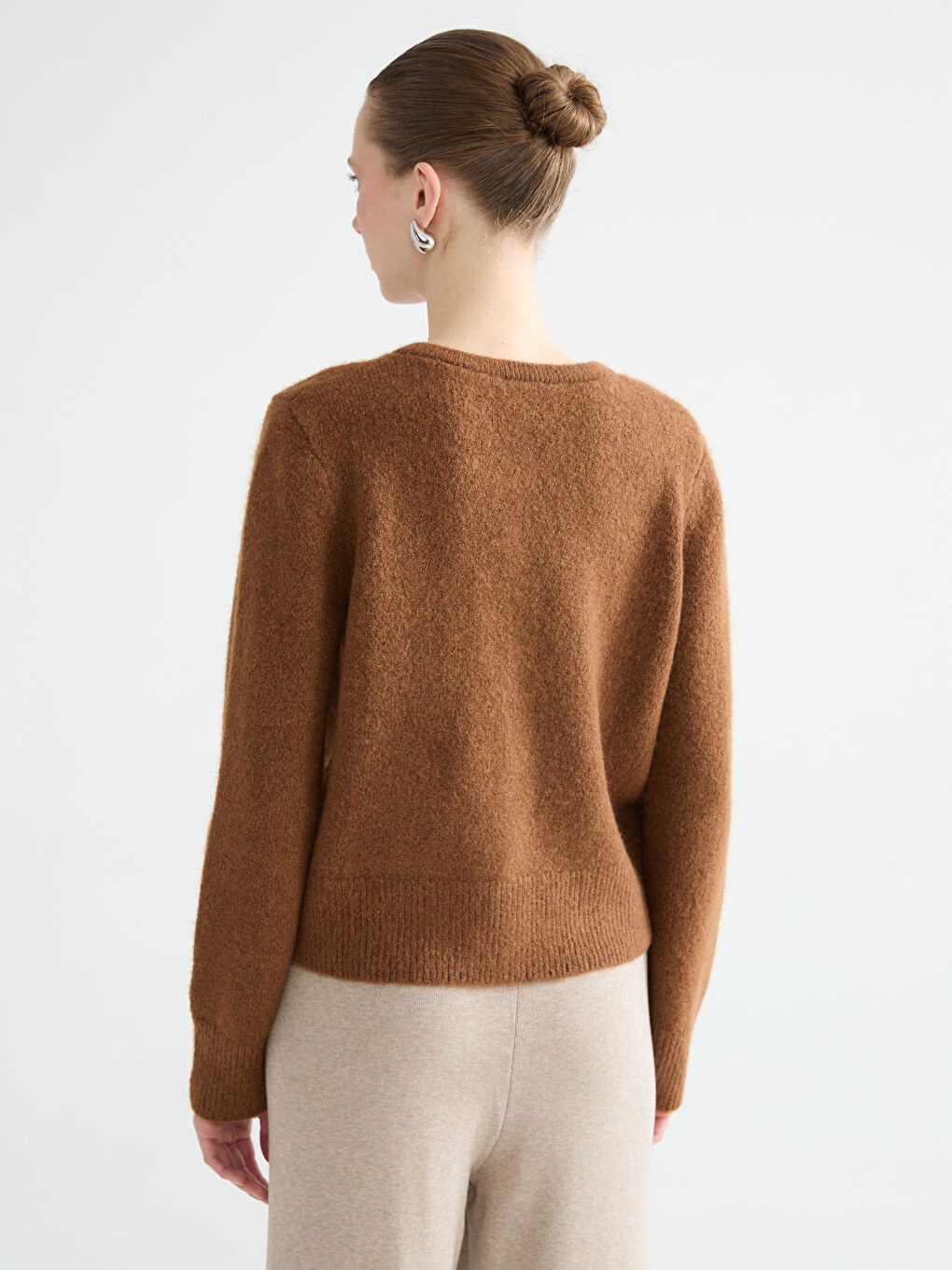 Crew Neck Women's Knitwear Cardigan-3