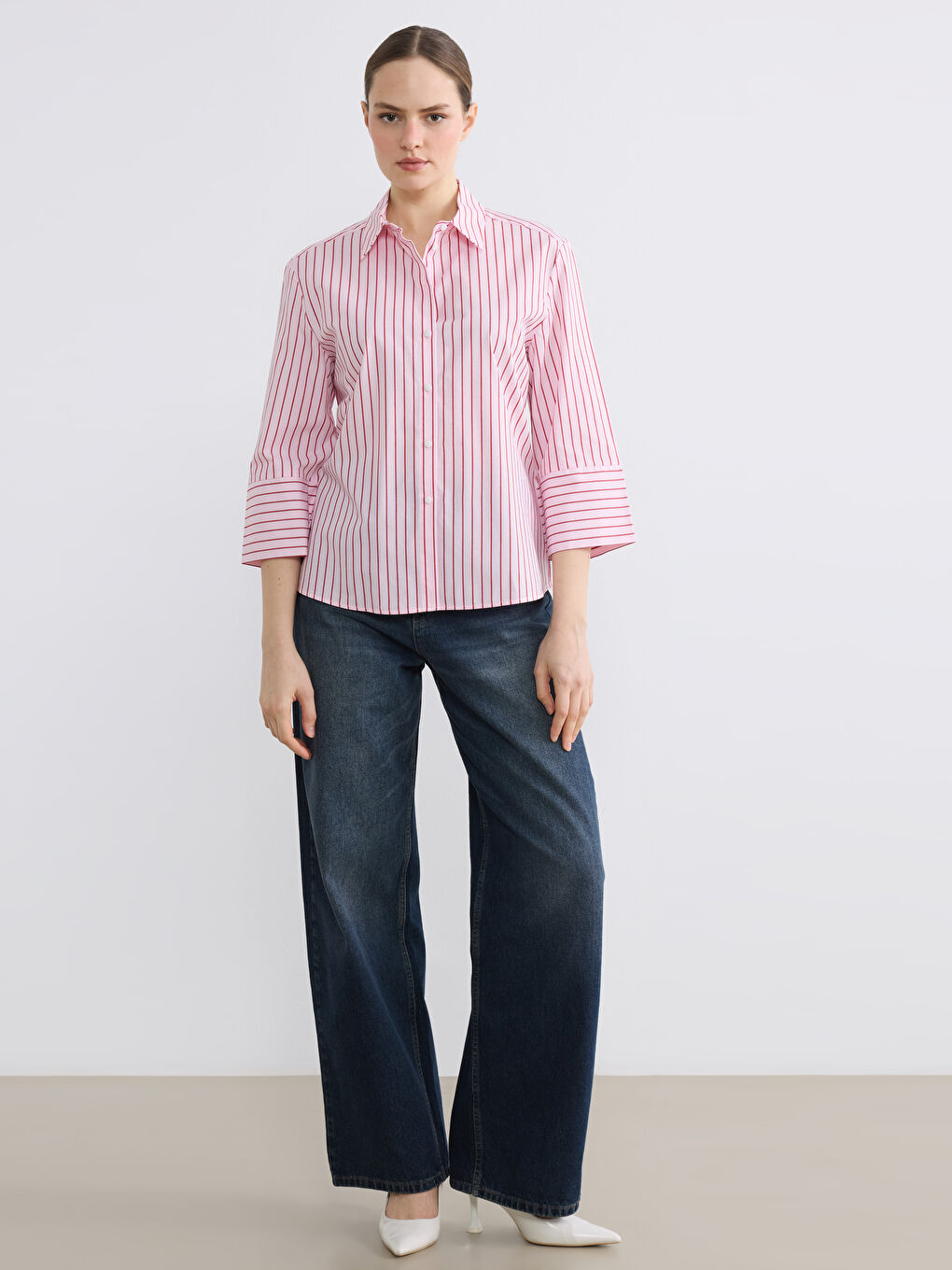 Ženska košulja od prugastog poplina-1