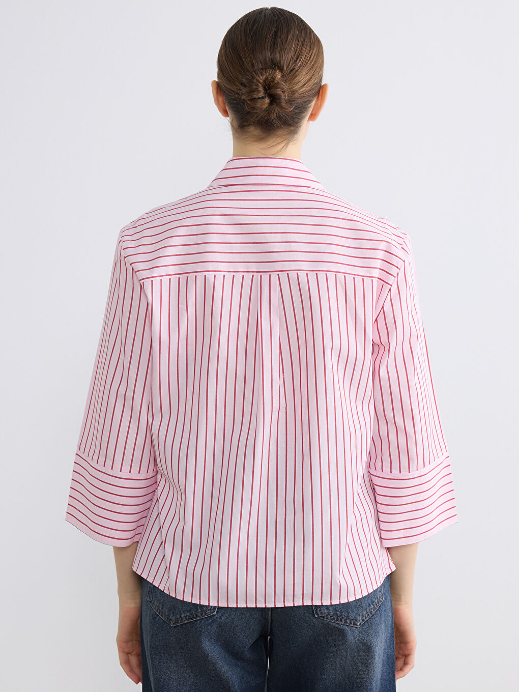 Ženska košulja od prugastog poplina-3